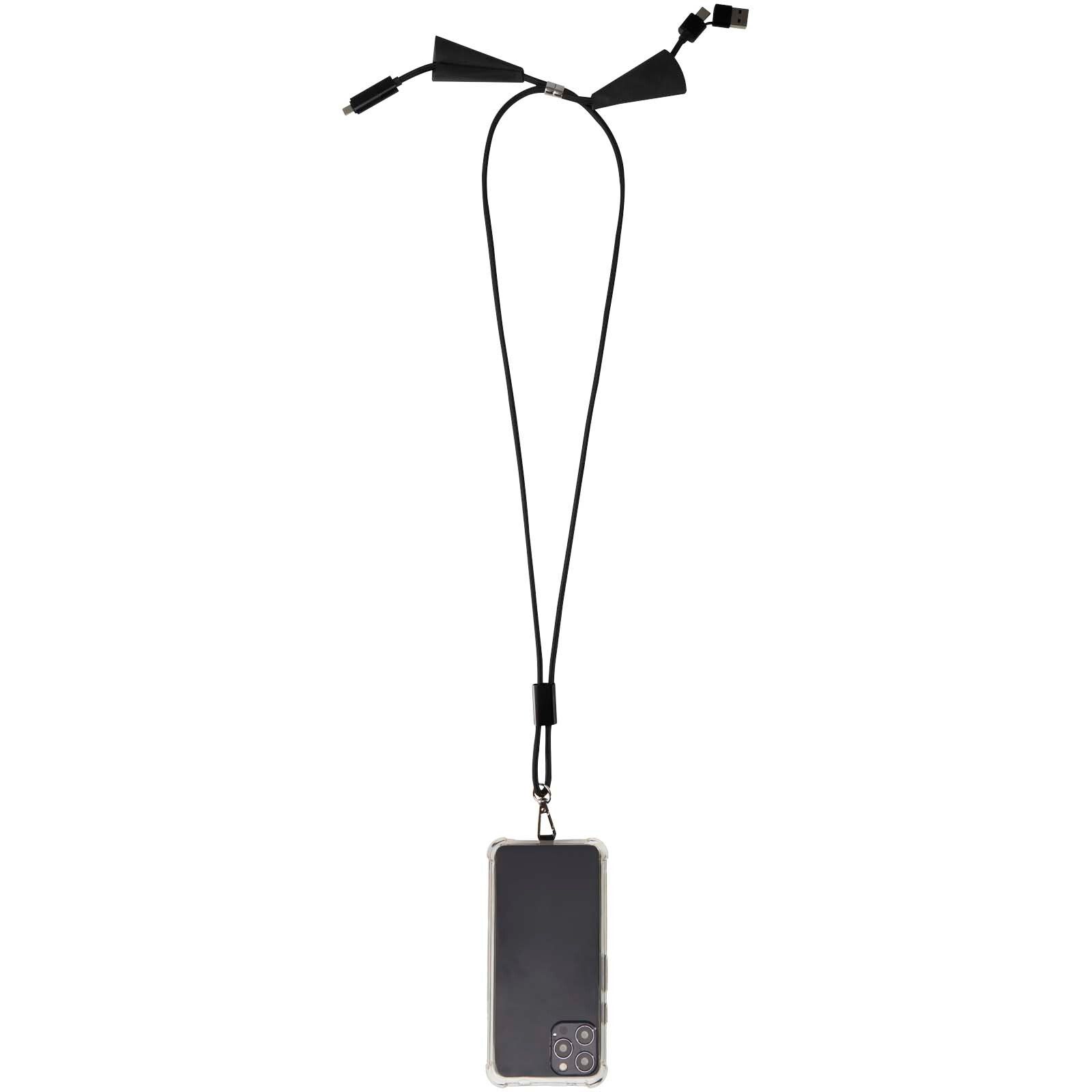 Funi 5 in 1 Lanyard Kabel  Kunststoff für Smartphones mit integrierter Datensynchronisierung und 100 W Schnellladefunktion - schwarz-715