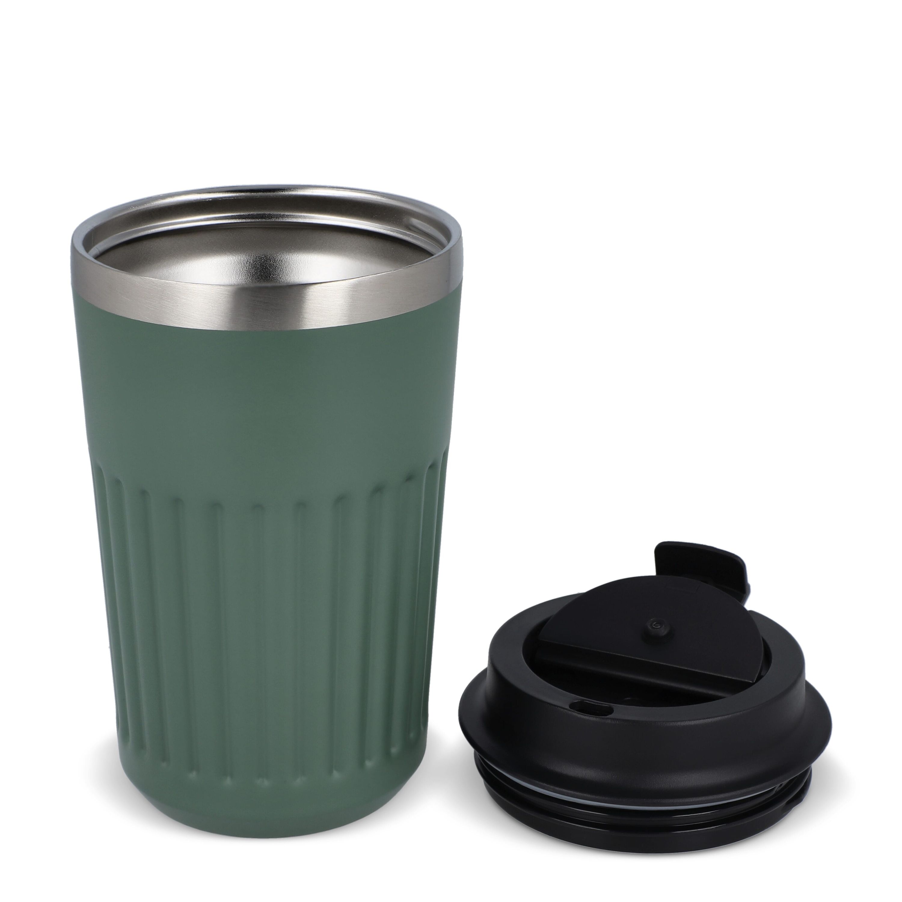 Recycelter Edelstahl-Thermobecher für Kaffee zum Mitnehmen, 400 ml - olivgrün-354