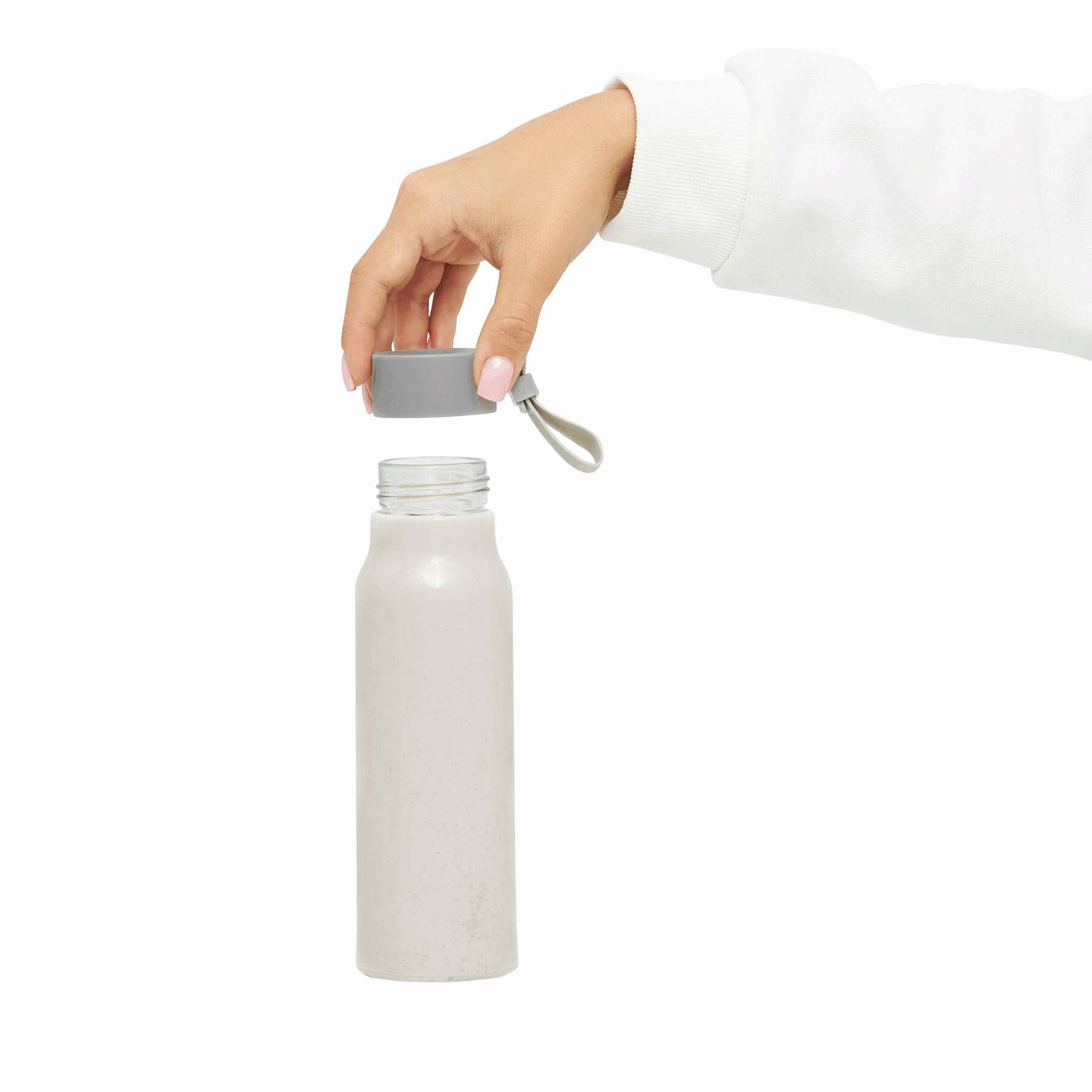 Glas-Trinkflasche ECO DRINK mit Ummantelung - beige-984