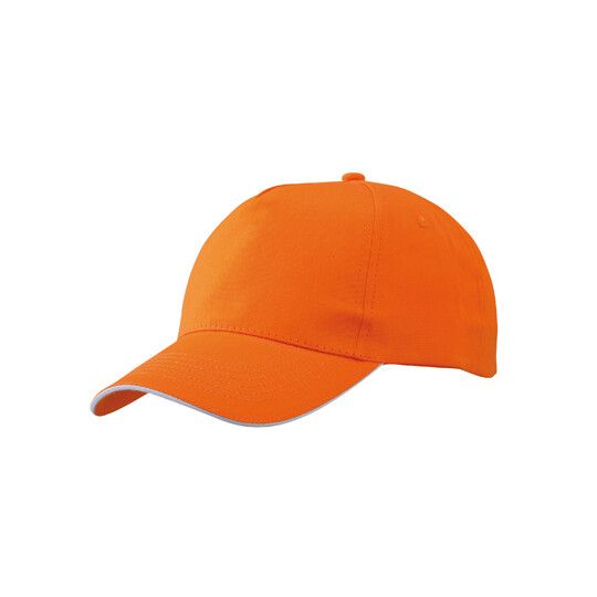 5 Panel Promo Sandwich Cap - orange - white-894