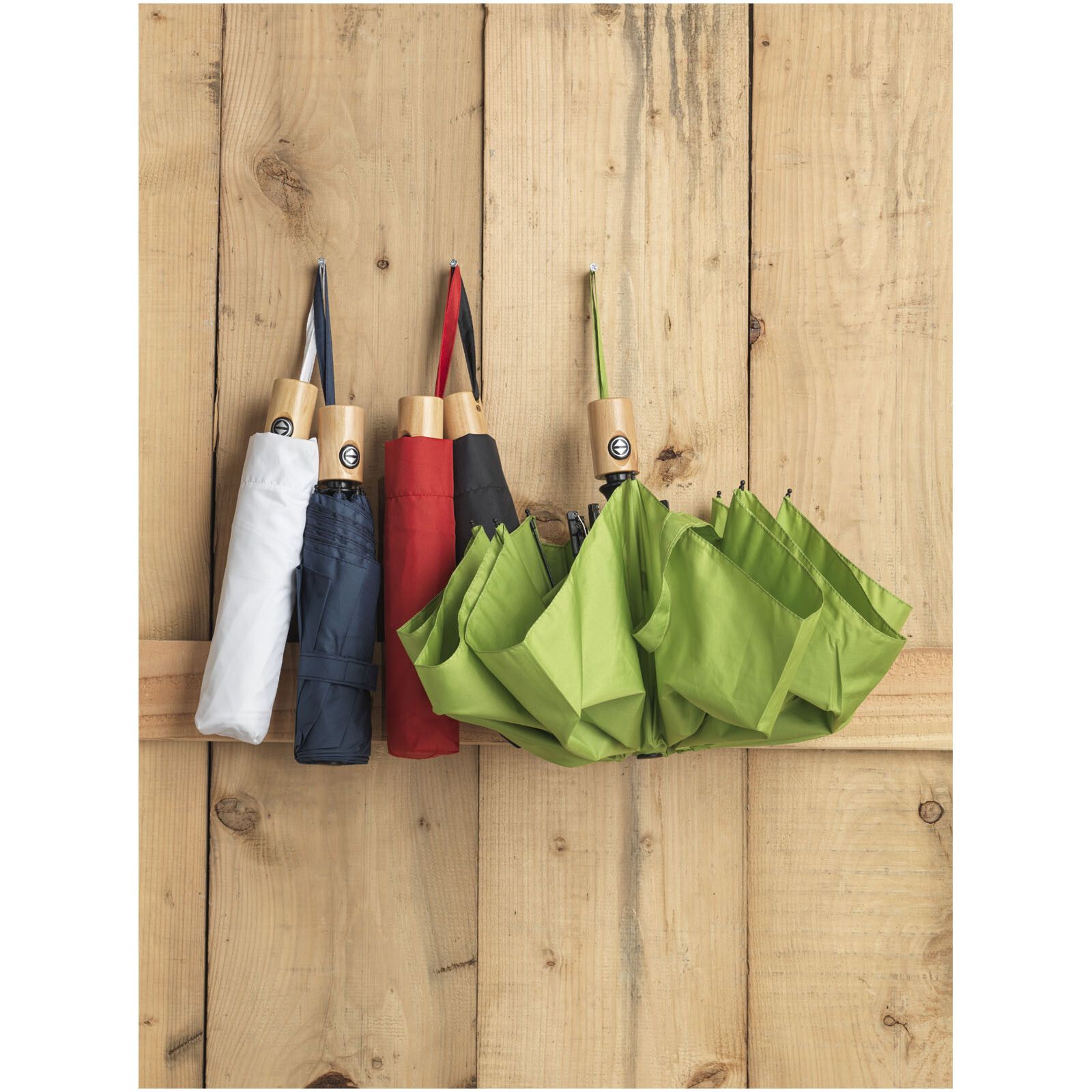Bo 21" Vollautomatik Kompaktregenschirm aus recyceltem PET-Kunststoff - rot-303