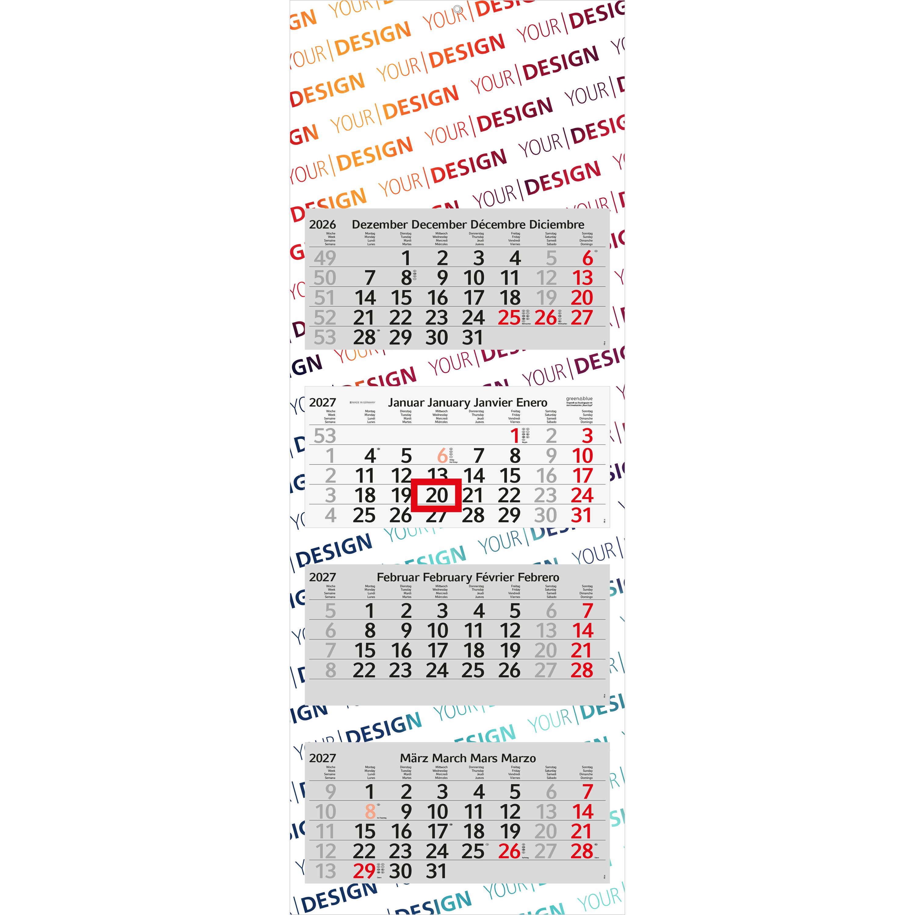 4-Monatskalender Mehrblock Profil 4 RECYCLING-851