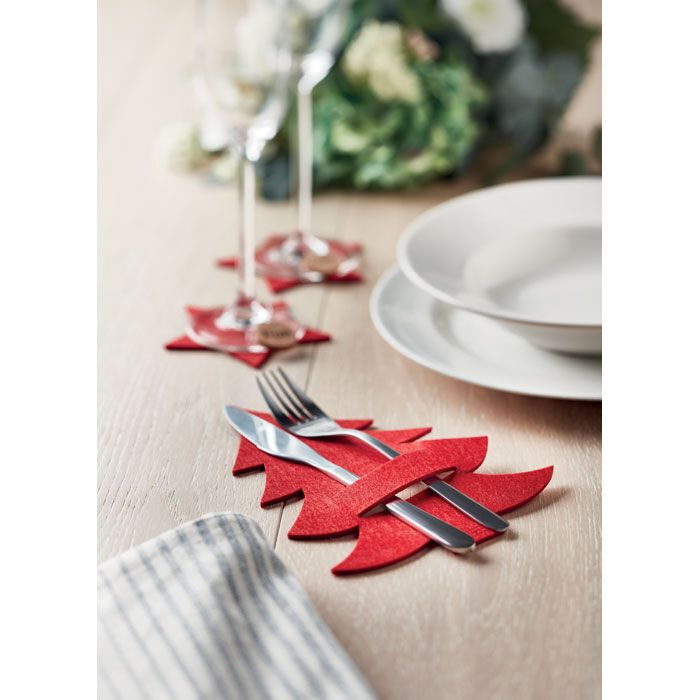 Besteckhalter-Set RPET-Filz TREESGUARD - rot-723