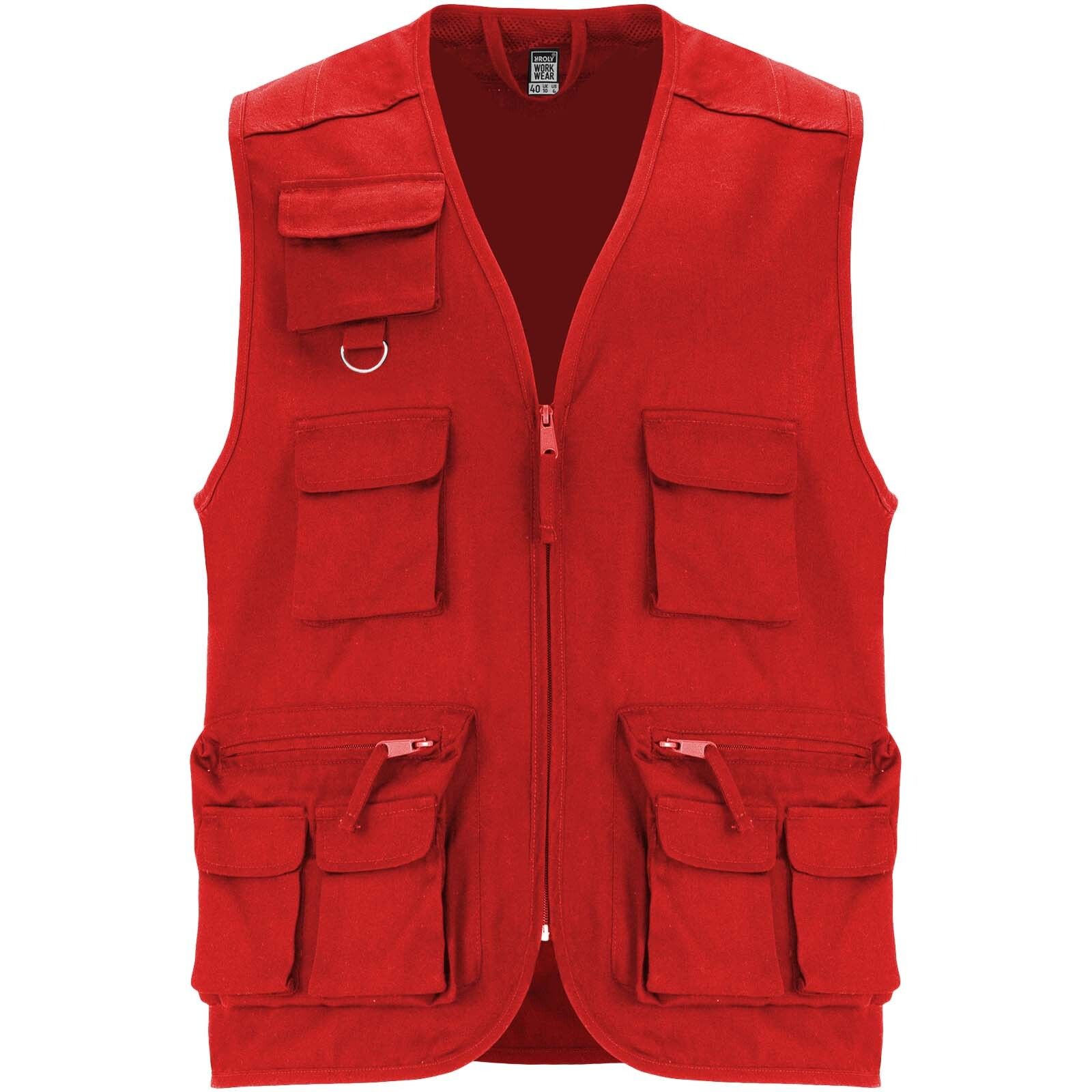Venera Arbeitsweste mit V-Ausschnitt und mehreren Taschen, 200 g/m2  - rot-594