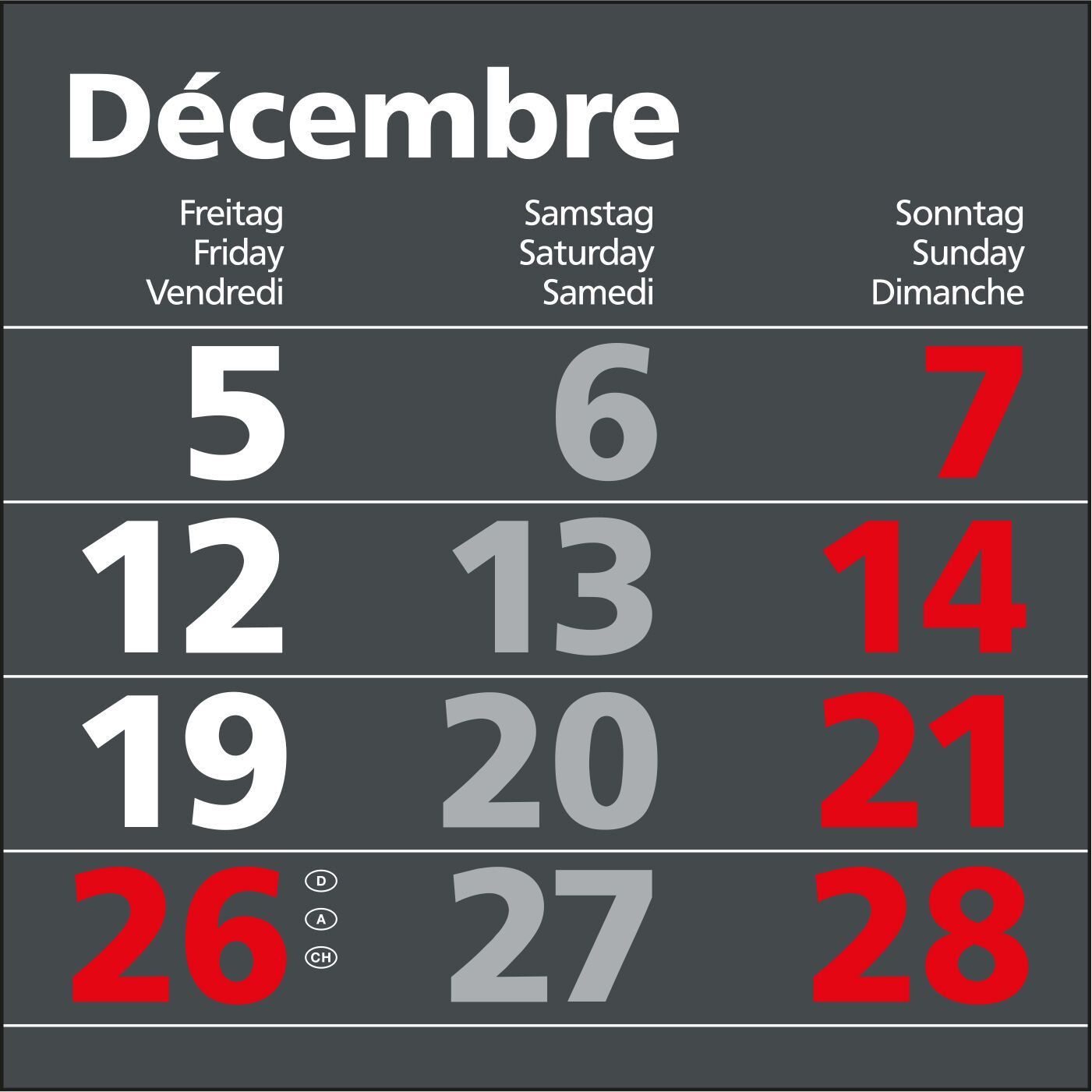 3-Monatskalender Einblatt Solid 3, anthrazit-968
