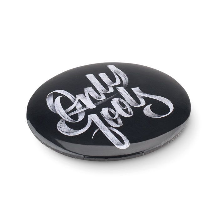 Badge mit Make-up Spiegel MIRROR - mattsilber-473