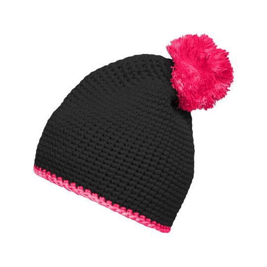 Pompon Hat With Contrast Stripe - navy - white-867