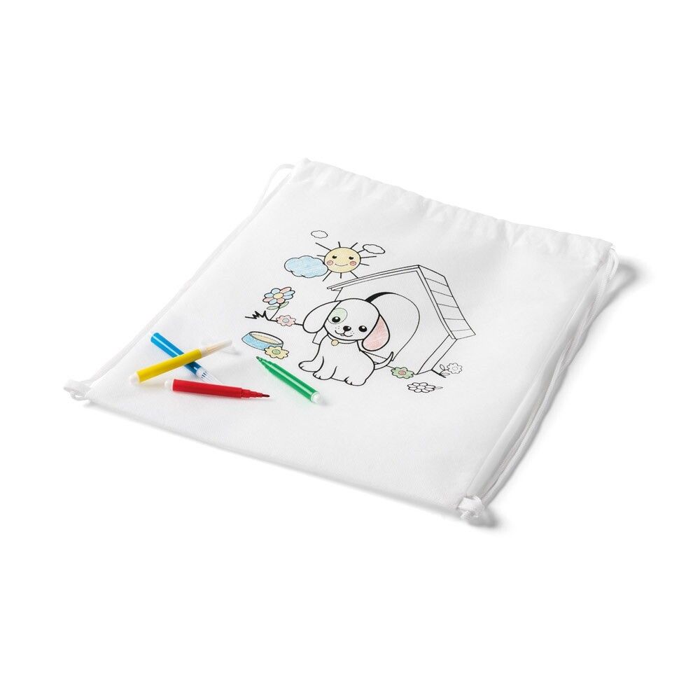 DRAWS Kinder-Kordelbeutel zum Ausmalen (80 g/m²) - weiß-875