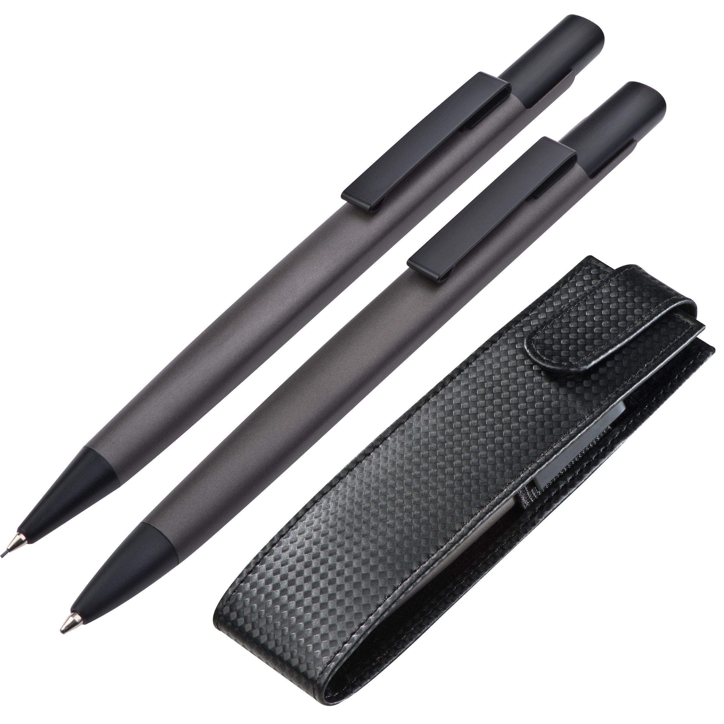 Set aus Kugelschreiber und Bleistift in Etui  - anthrazit-549