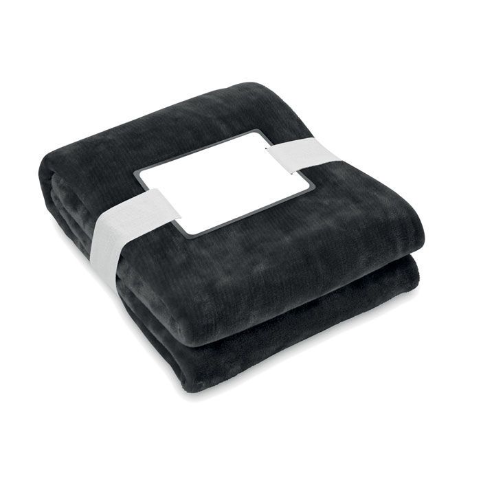 RPET-Flanell Fleece-Decke LOGAN - schwarz-460