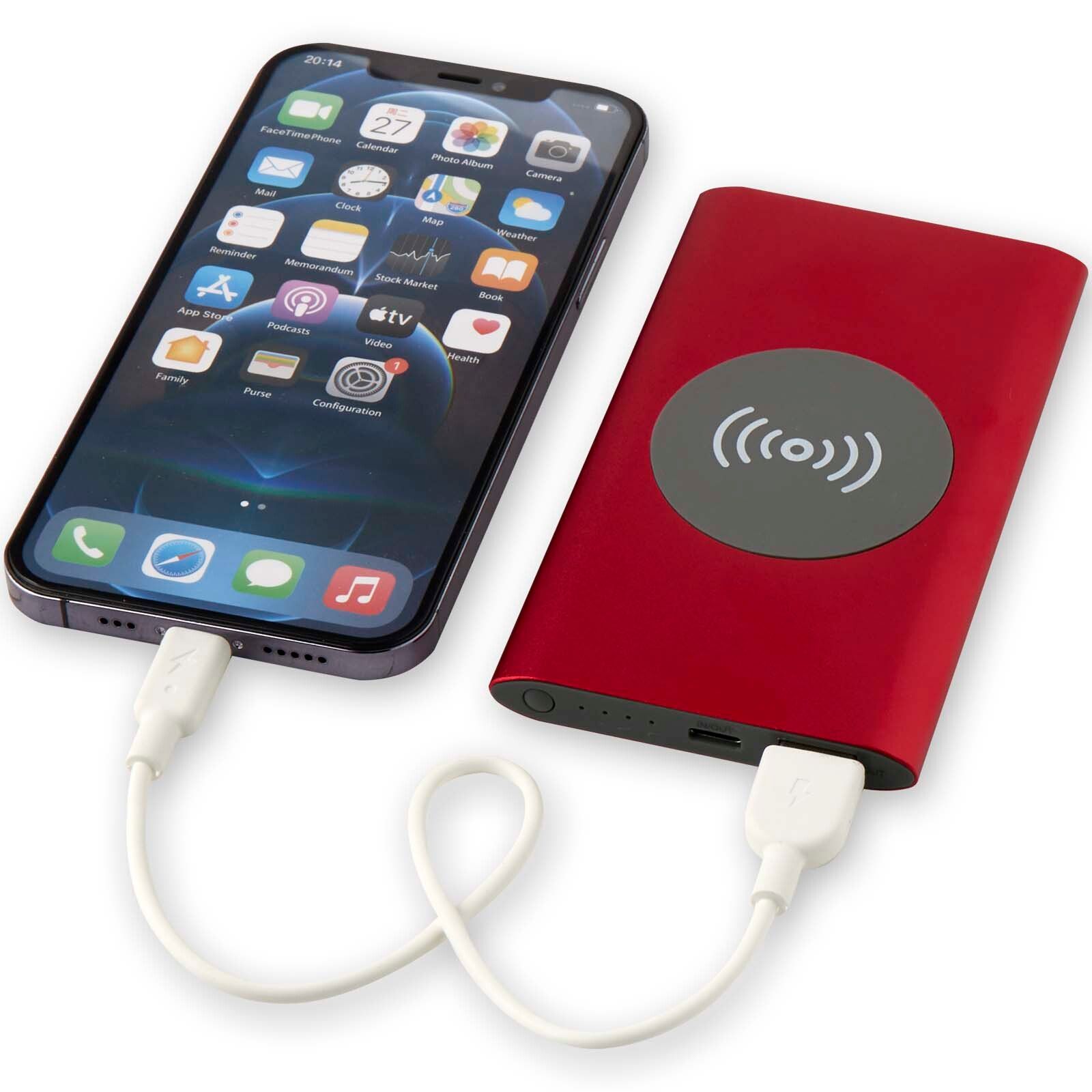 Juice 4000 mAh Typ-C kabellose Powerbank aus recyceltem Aluminium  - rot-624
