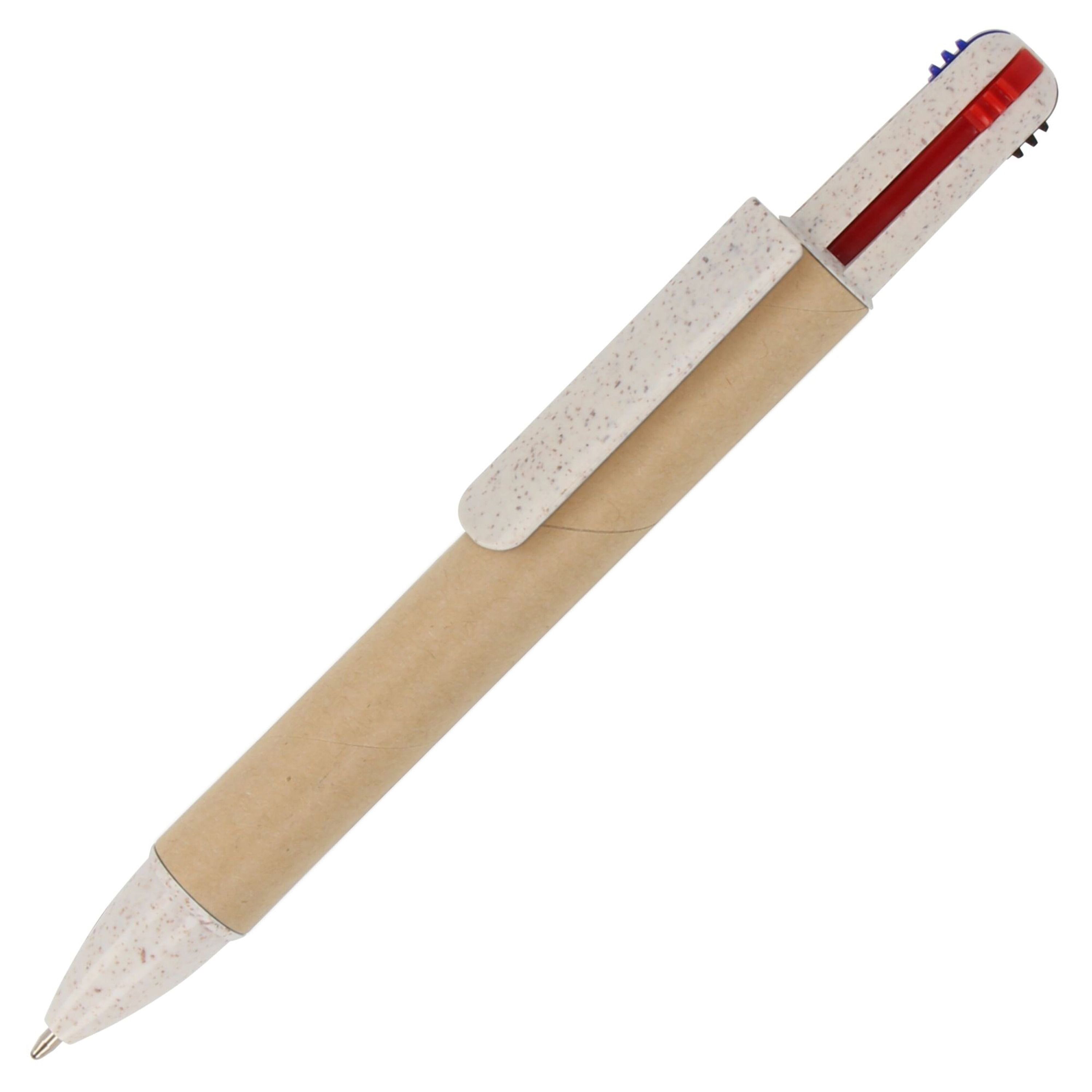 Papierkugelchreiber mit 4 Schreibfarben - natur-203