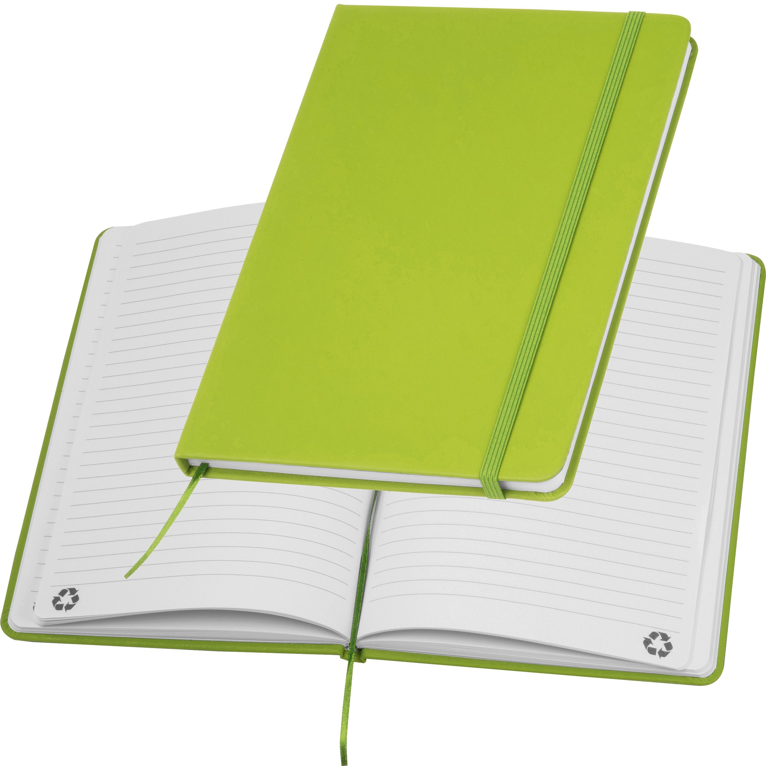 A5 Notizbuch aus Recyclingpapier  - apfelgrün-455