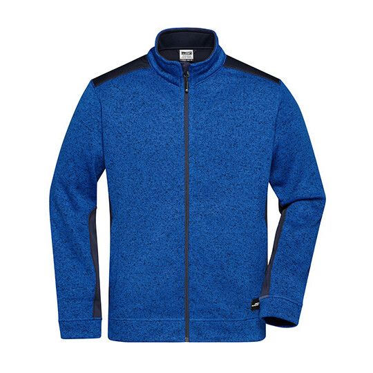 Men´s Knitted Workwear Fleece Jacket -STRONG- - royal melange - navy-704