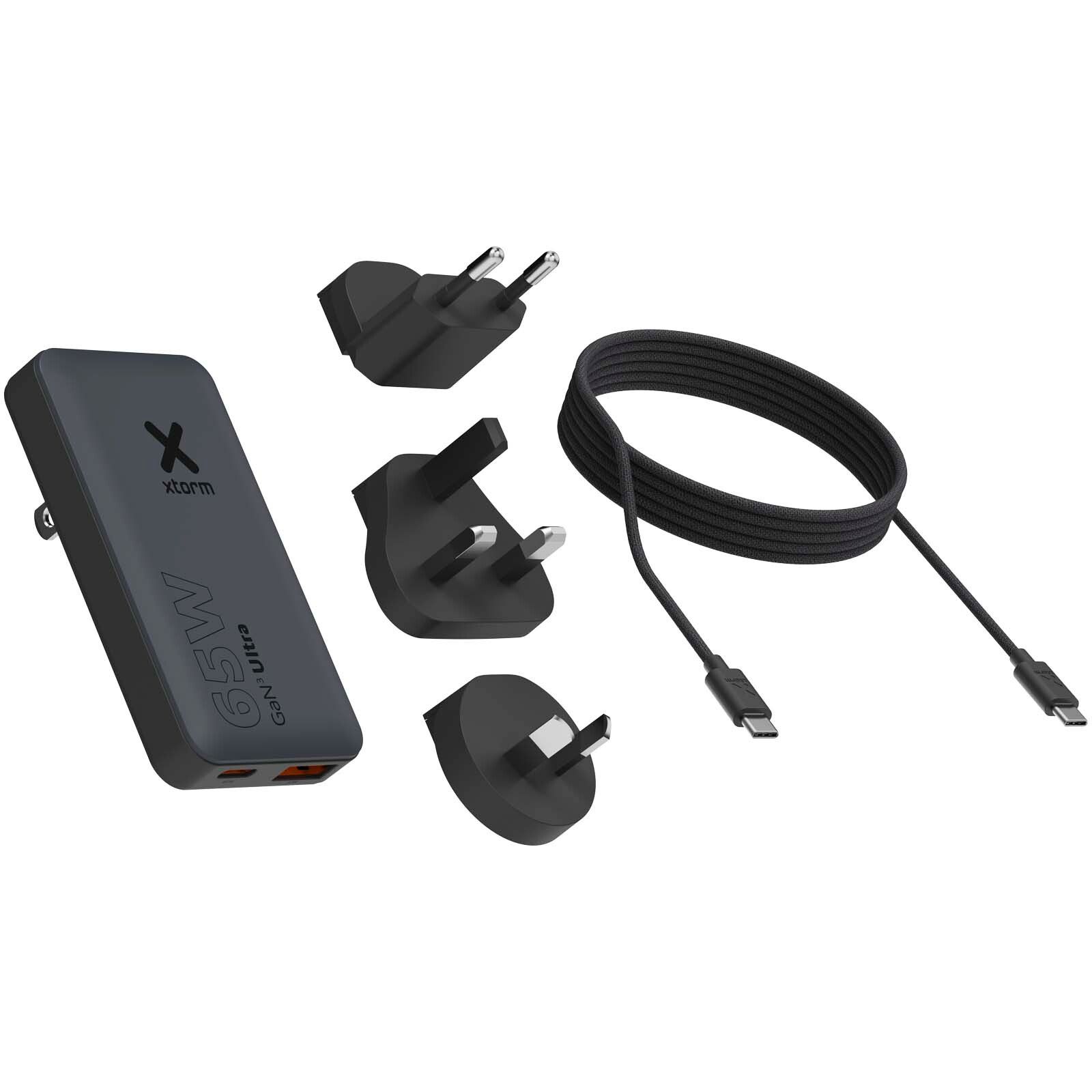 Xtorm 65 W Schnellladegerät für unterwegs mit Kabel und Reiseetui - schwarz-955