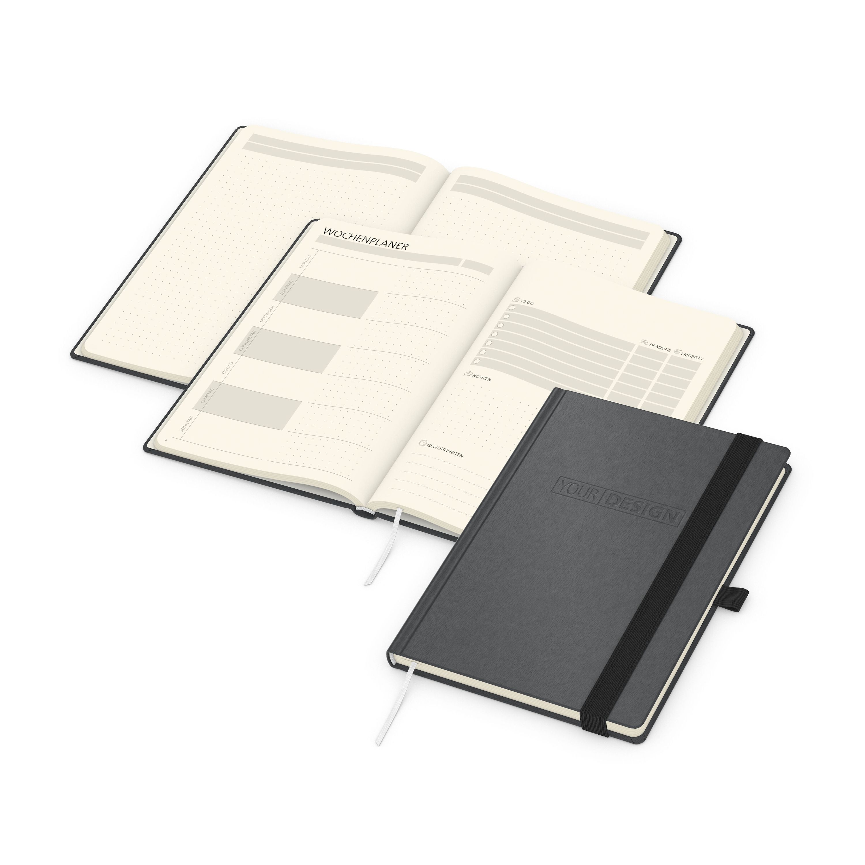 Notizbuch orgaLine Mainbook, Creme, anthrazit-778