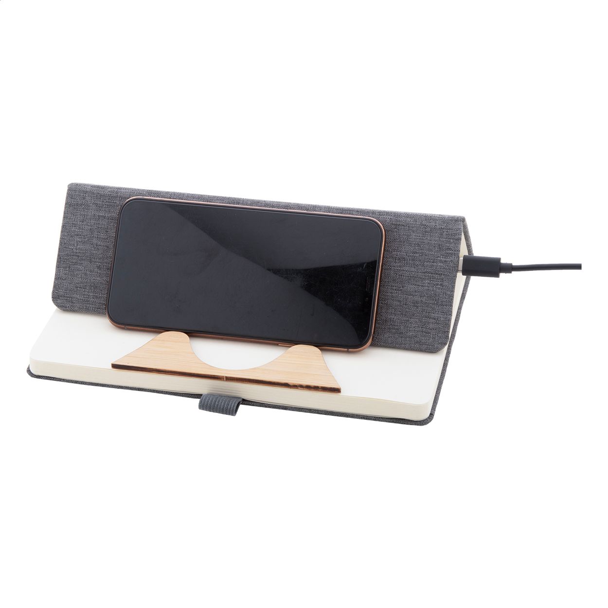 RPET Wireless-Charger/Notizbuch Chatom - grau-382