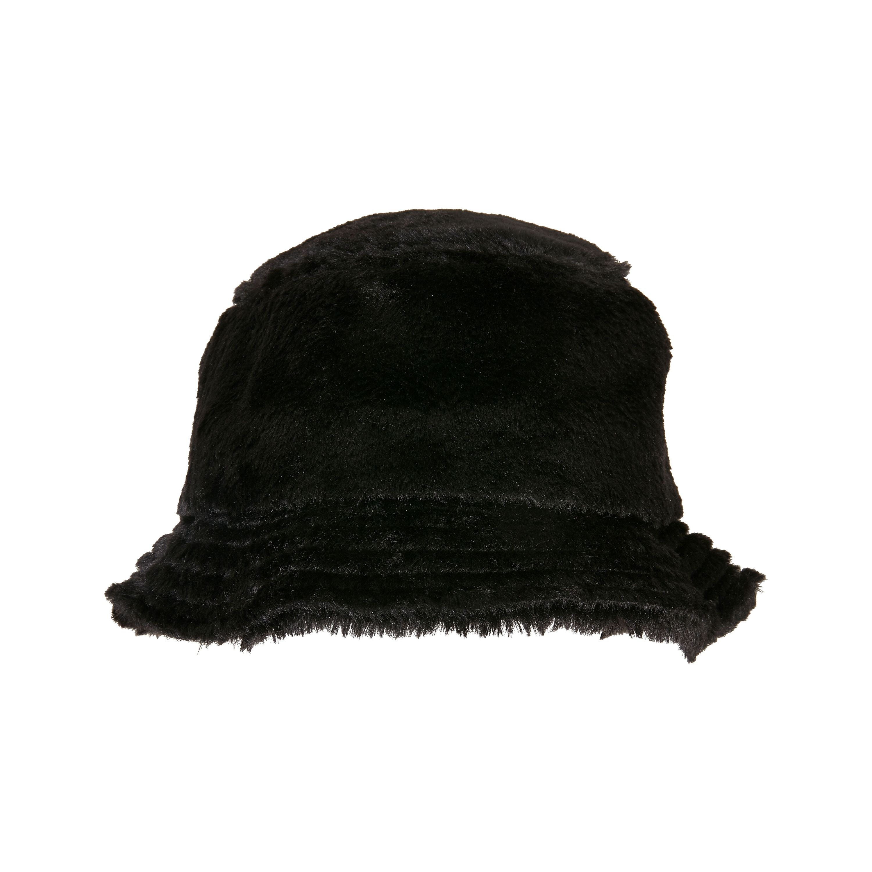 Fake Fur Bucket Hat - black-789