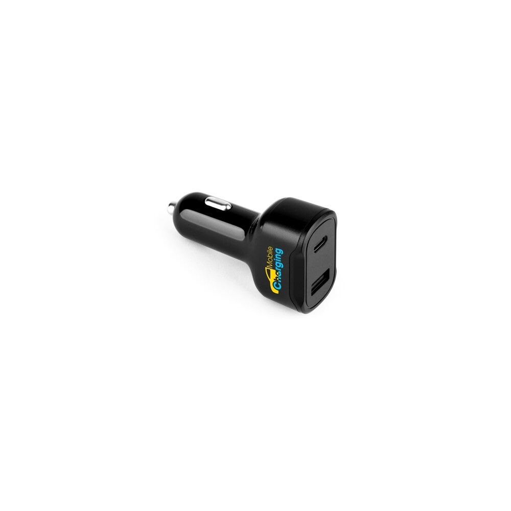 DIRAC USB-A-/USB-C-Kfz-Ladegerät aus recyceltem ABS - schwarz-825