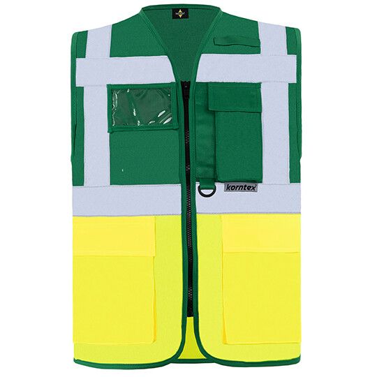 Executive Multifunctional Safety Vest Berlin - paramedic green - signal yellow-224