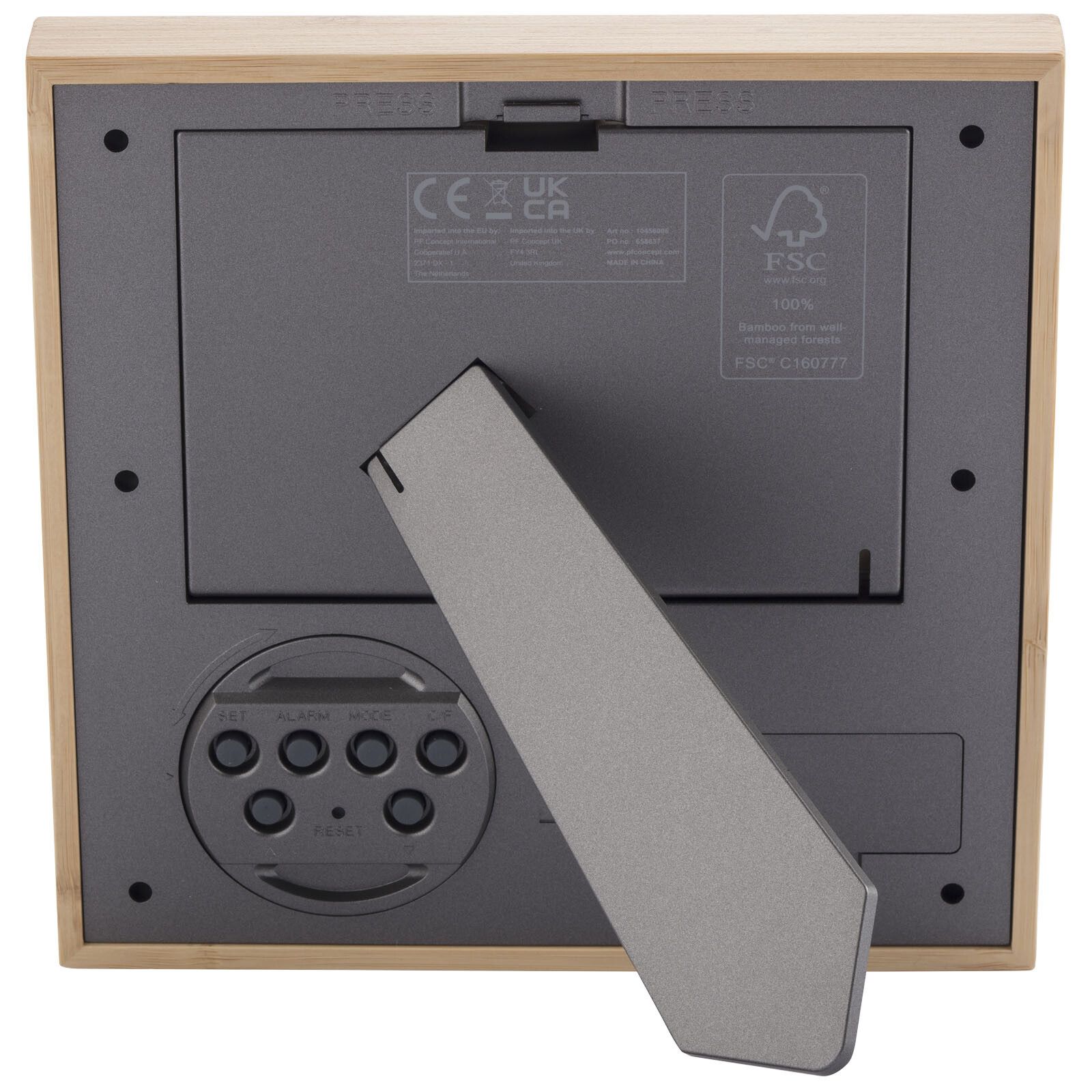 Sasa Bambus Fotorahmen Tischuhr mit Thermometer - natur-585