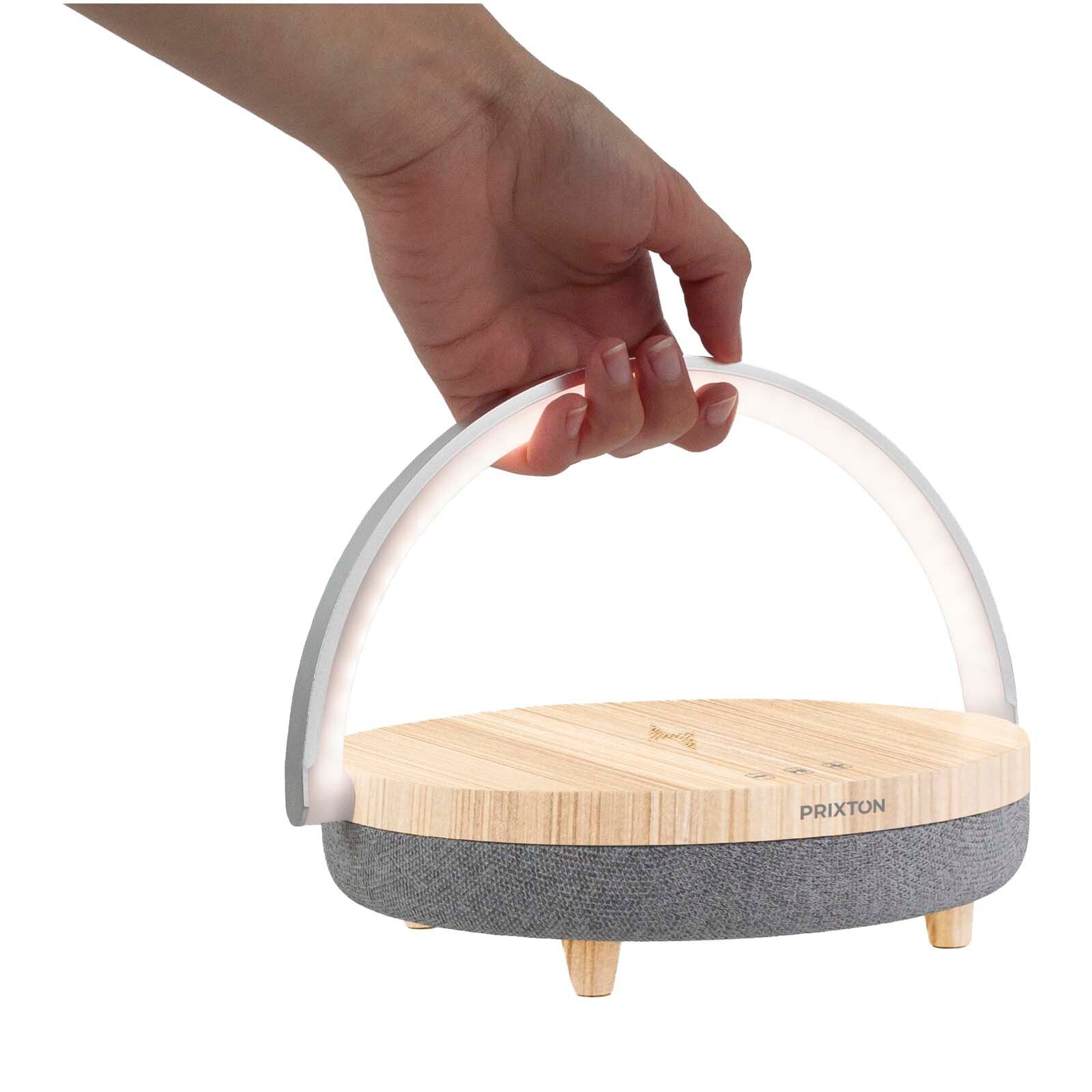 Prixton 10W 4-in-1 Bluetooth-Lautsprecher mit LED-Licht und kabelloser Ladestation - holz-370