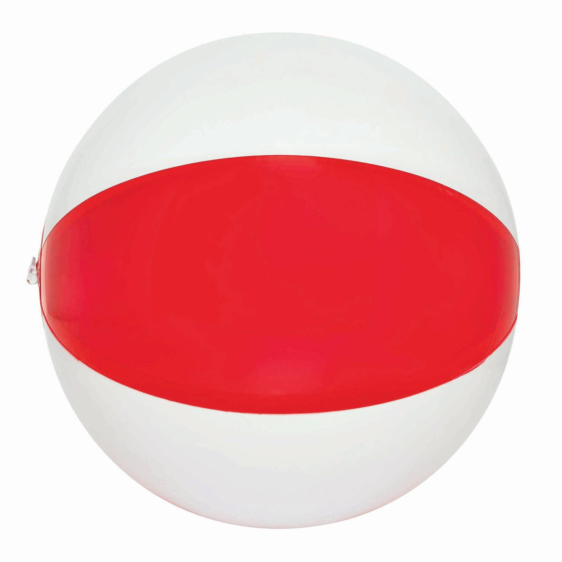 Strandball OCEAN - transparent rot - weiß-806