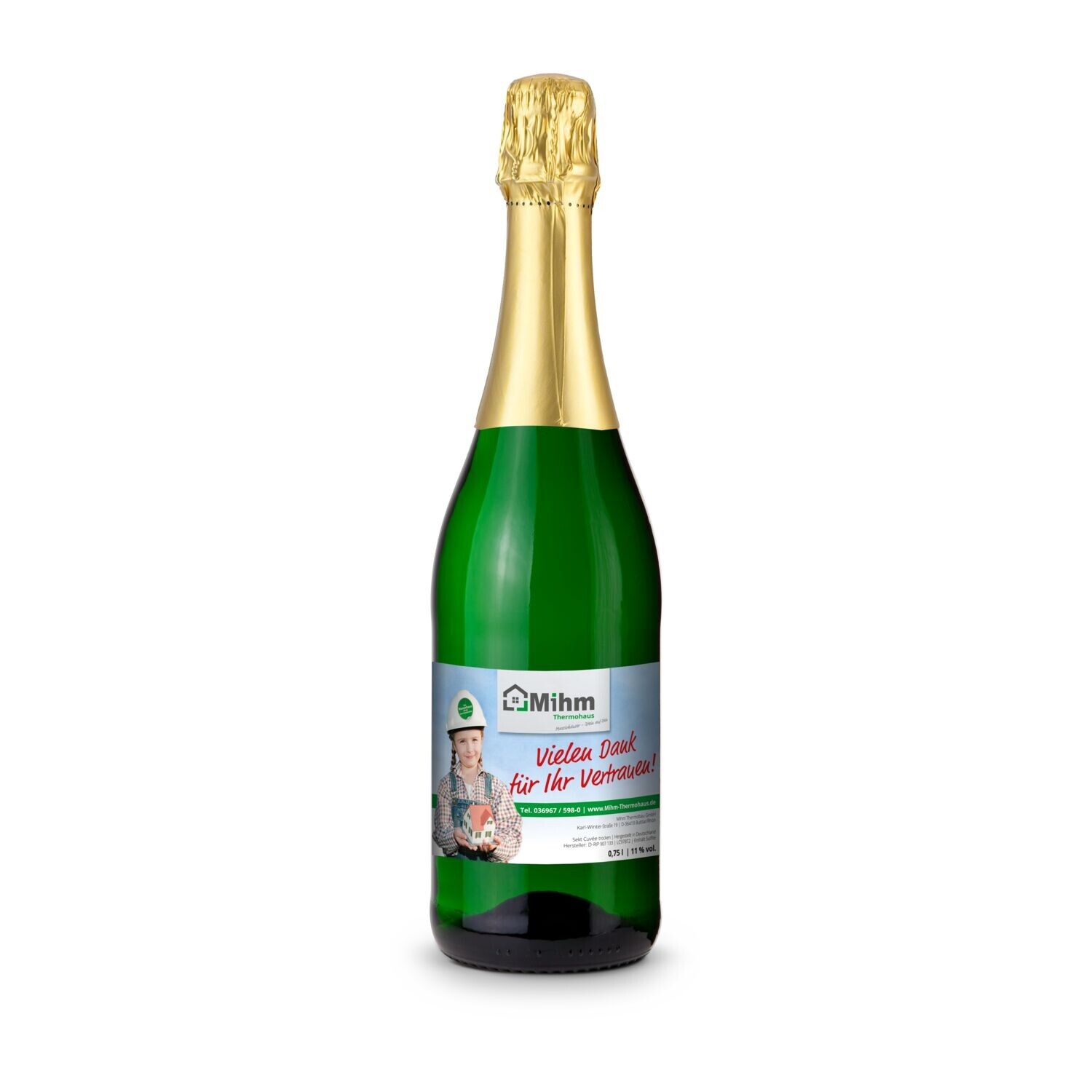 Sekt Cuvée - Flasche grün, 0,75 l - Kapselfarbe Gold-830