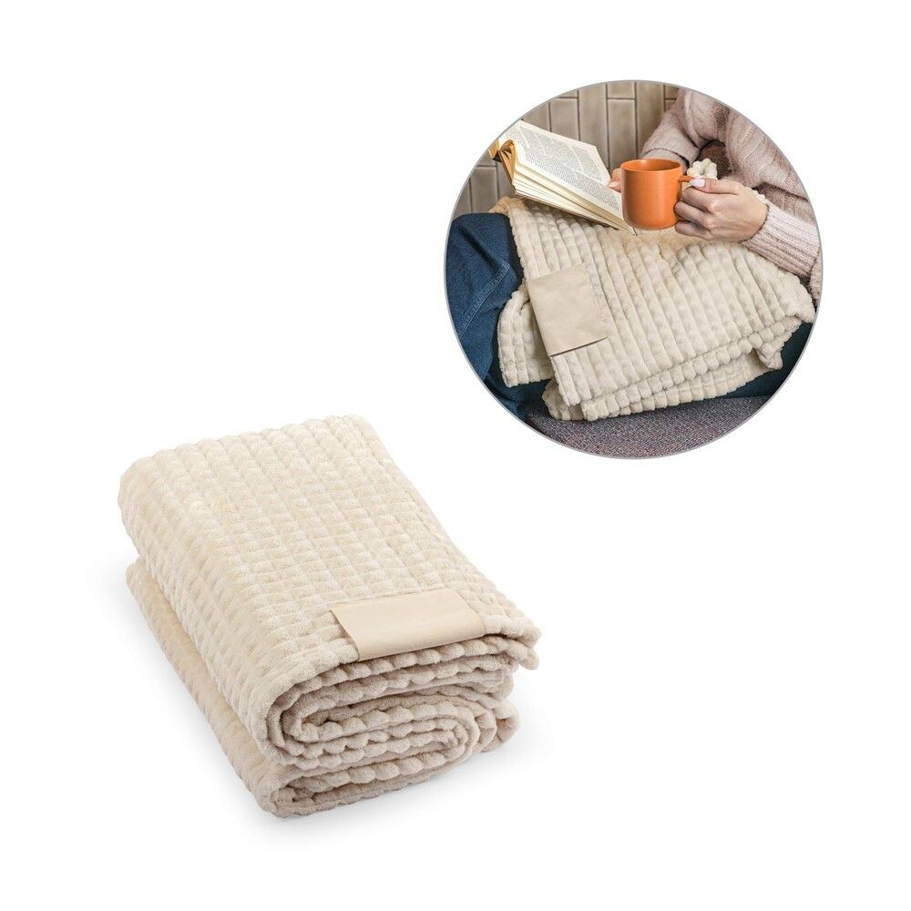 CELINE Decke aus recyceltem Polyester (100 % rPET) mit Aufnäher - beige-219