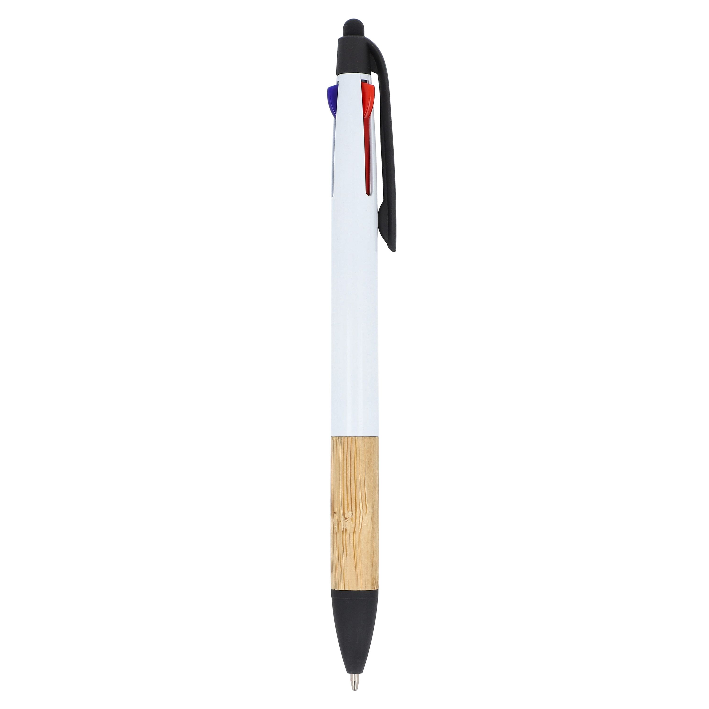 3-Farben-Stift mit Bambusgriff - weiss-352