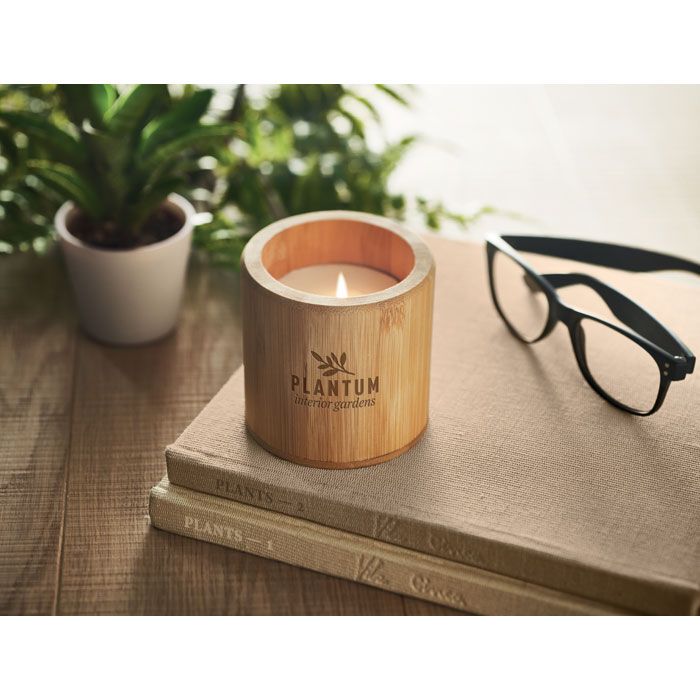 Kerze mit Halter 160 g GIZA - holz-789