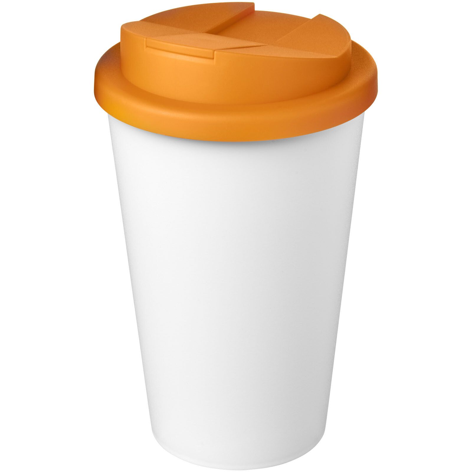 Americano Eco 350 ml recycelter Becher mit auslaufsicherem Deckel - orange -  weiss-105