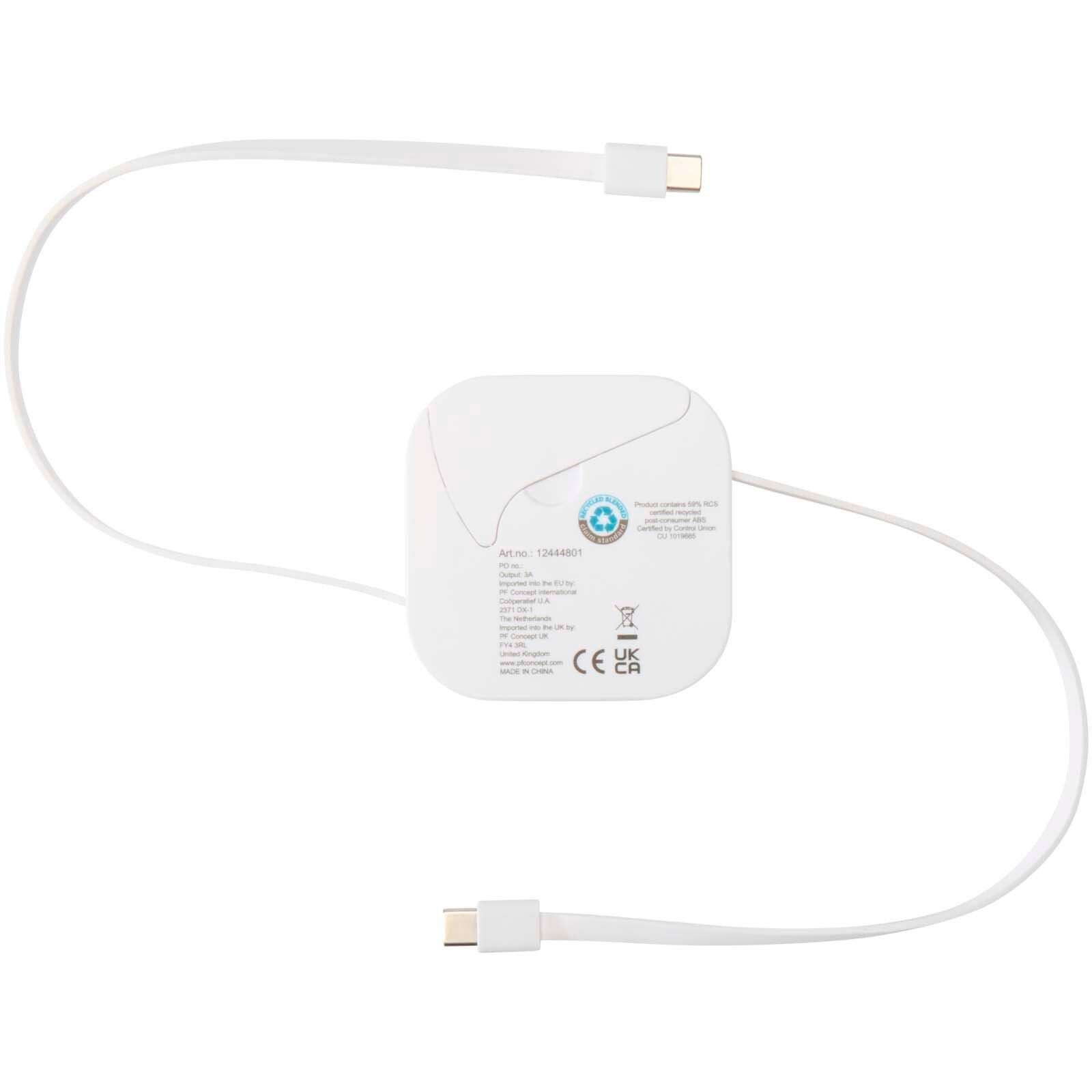 Gloas Aufrollbares 5 in 1 Kabel aus Recyclingmaterial mit Datensynchronisierung und 100 W Schnellladefunktion sowie Smartphon - weiss-161
