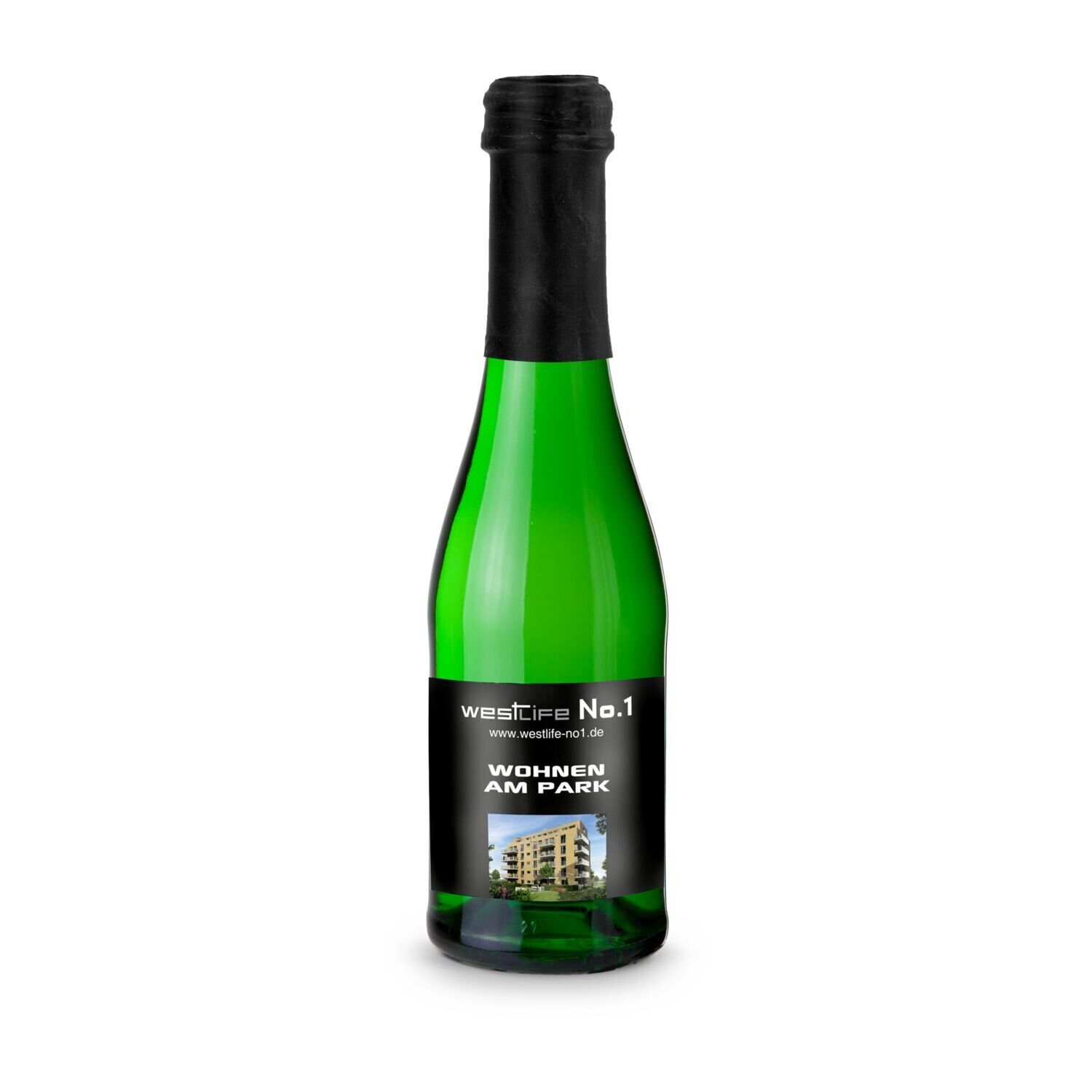 Sekt Cuvée Piccolo - Flasche grün, 0,2 l - Kapselfarbe Schwarz-941