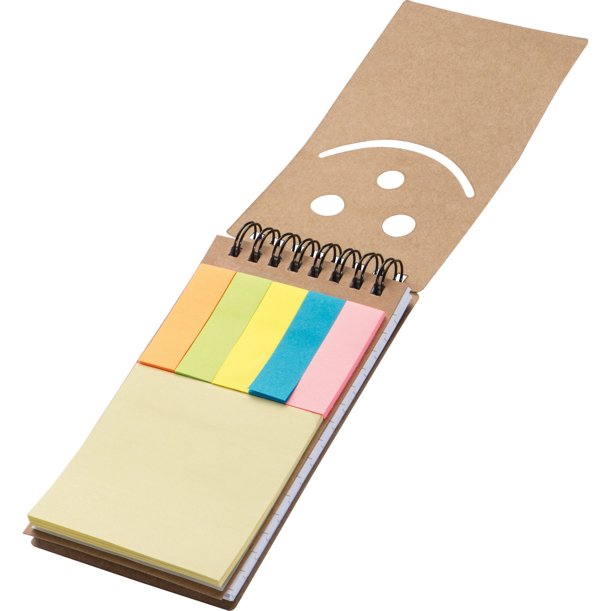 Notizblock mit Spiralbindung und einem Smile Gesicht - braun-512
