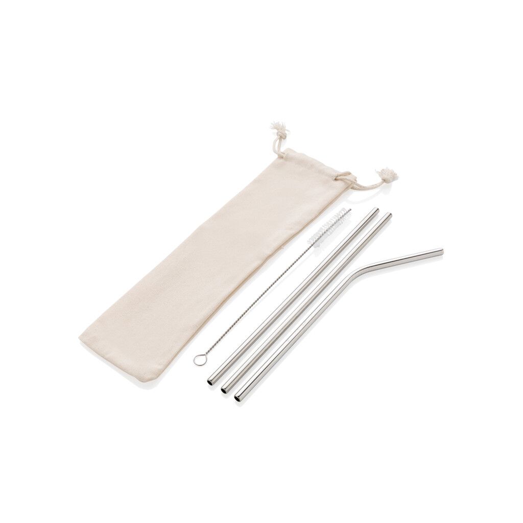 3-teiliges Trinkhalm-Set aus Stainless Steel - silber-942