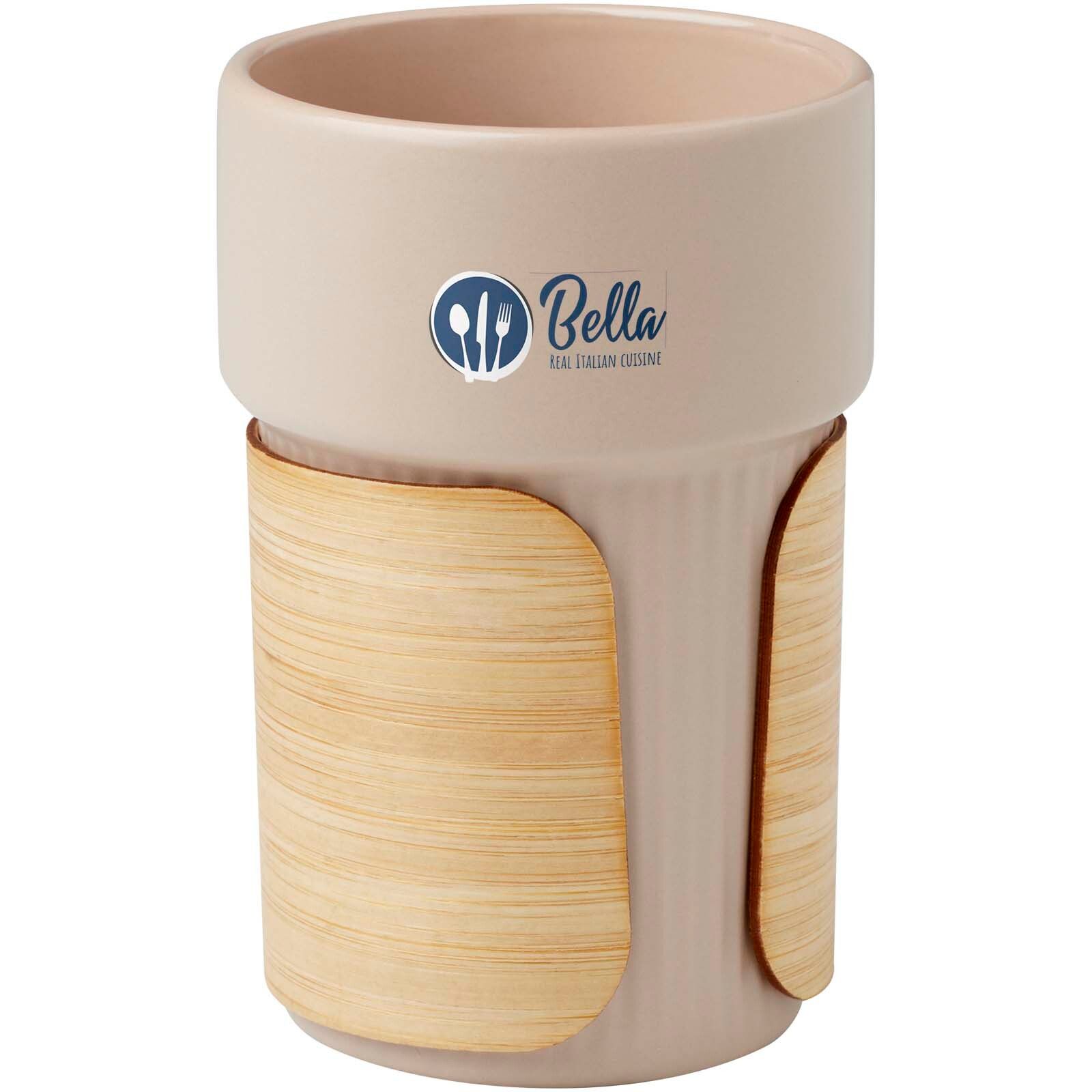 Fika 340 ml Becher mit Bambushülle - oatmeal-410