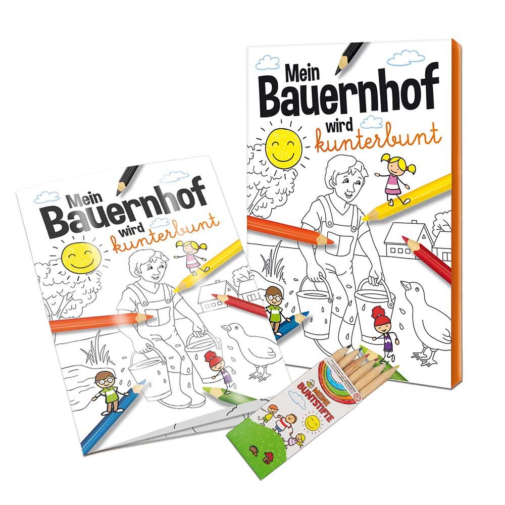 Malbuch / Mal-Set A6 - Bauernhof - Malbuch mit 2-c Logoeindruck-295