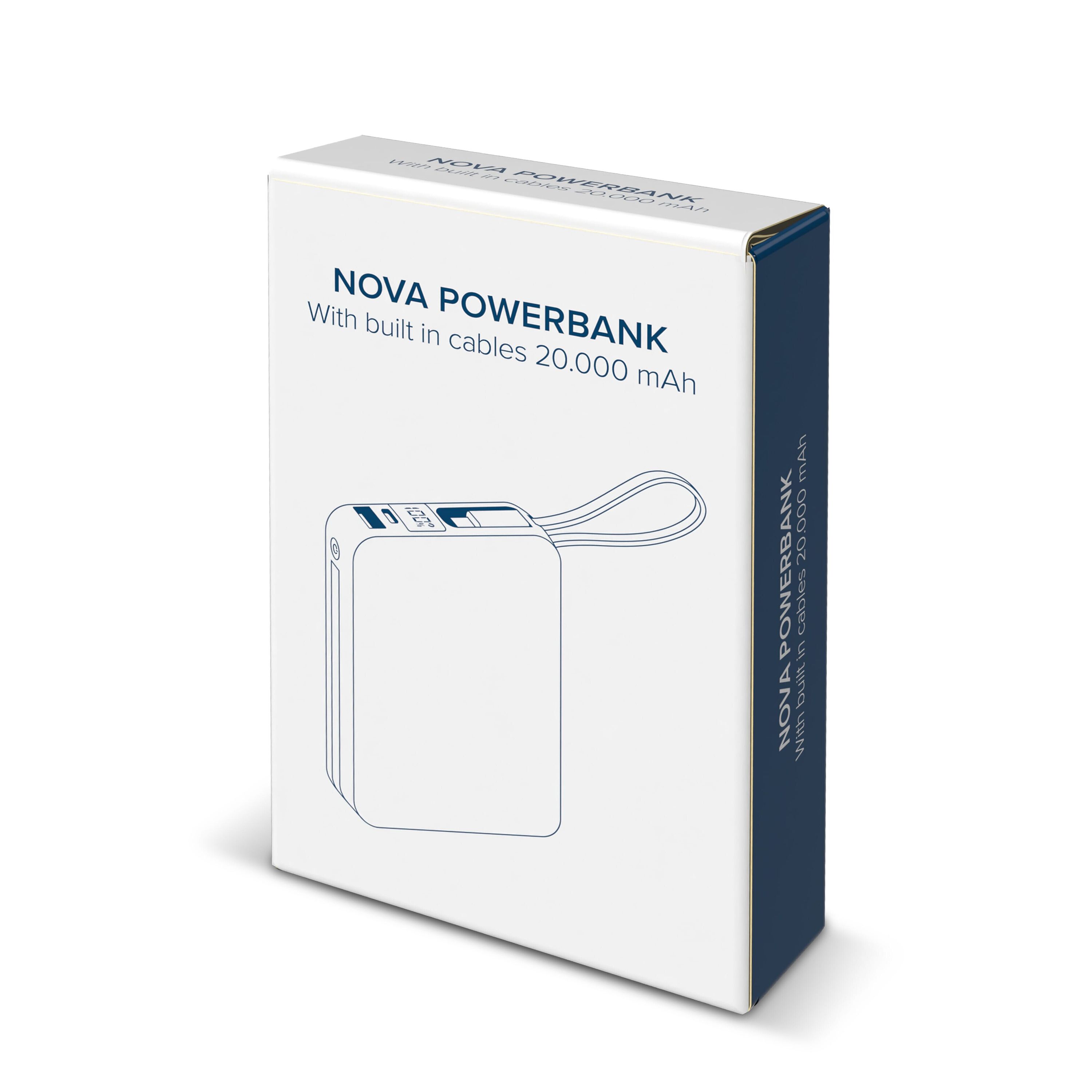 Nova Powerbank 22,5 W Power Delivery mit integrierten Kabeln 20000 mAh - dunkelgrau-569
