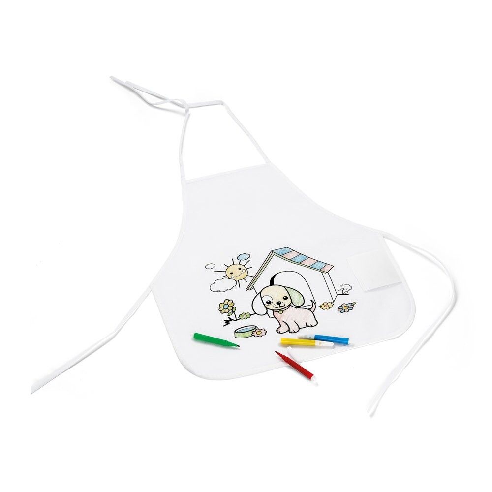 NILO Kinderschürze zum Ausmalen aus Vliesstoff (80 g/m²) - weiß-744