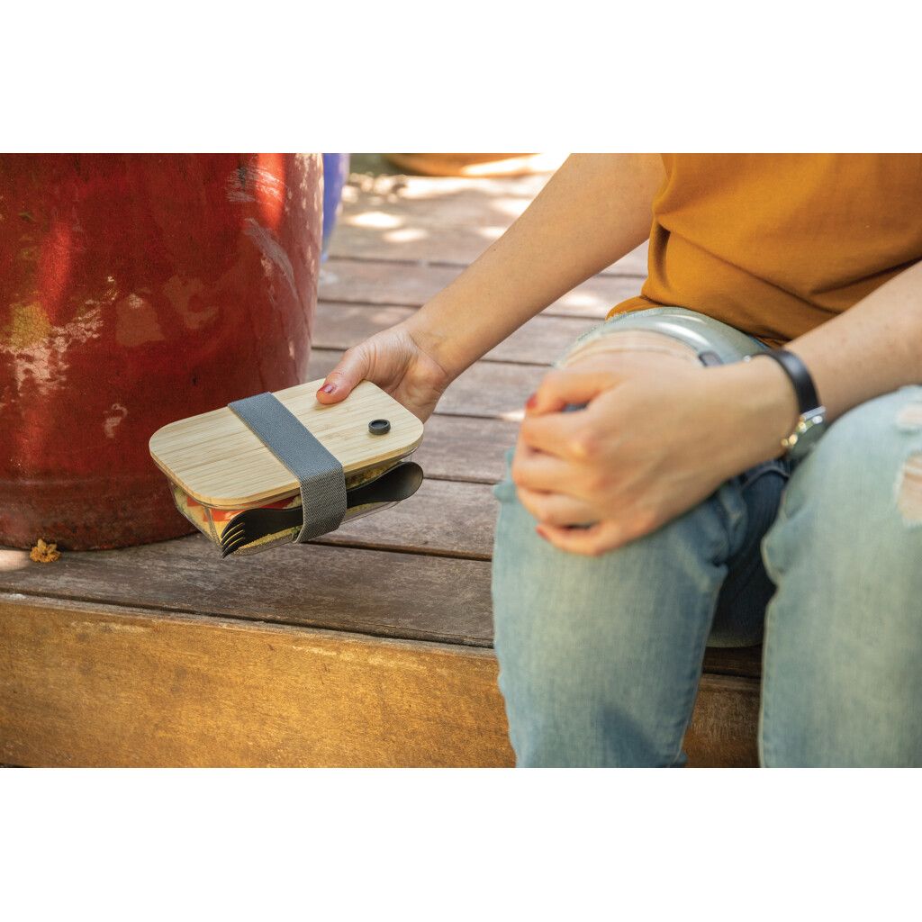 Lunch-Box aus Glas mit Bambusdeckel - transparent-220