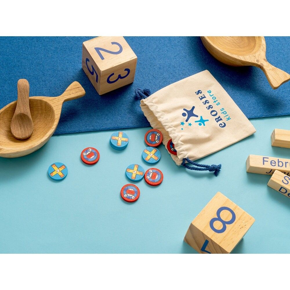CROSSES Klassisches 3-Gewinnt-Spiel aus Sperrholz, 10 Teile - naturhell-286