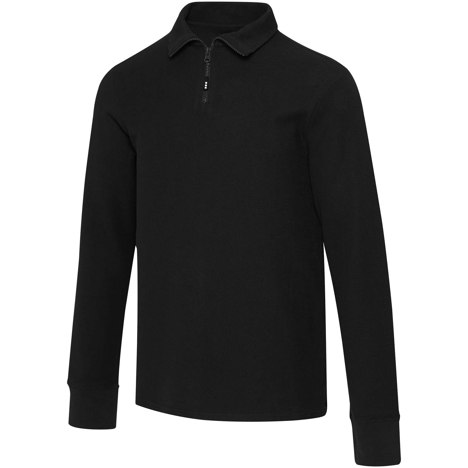 Zeus Langarm Poloshirt  mit Reißverschluss - schwarz - L-862