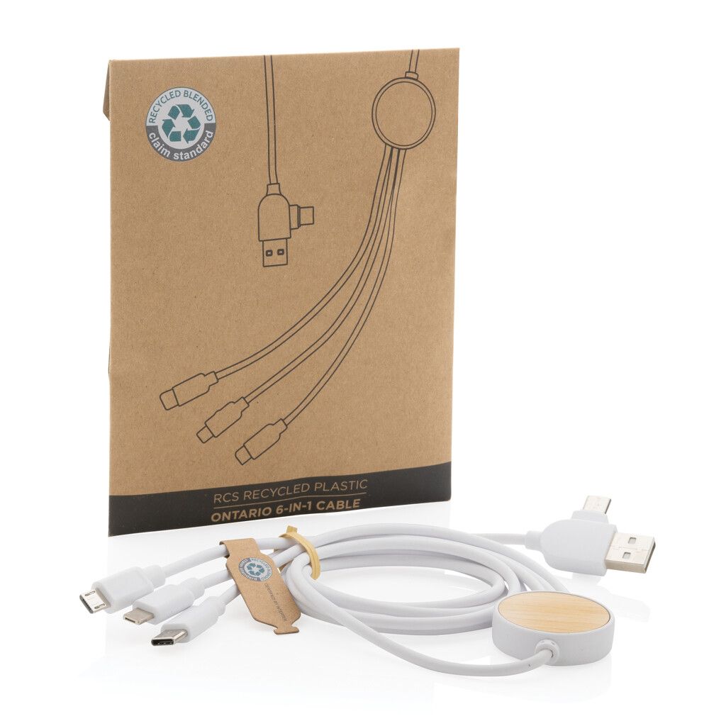 Ontario 6-in-1 Kabel aus RCS recyceltem Kunststoff - weiß-72