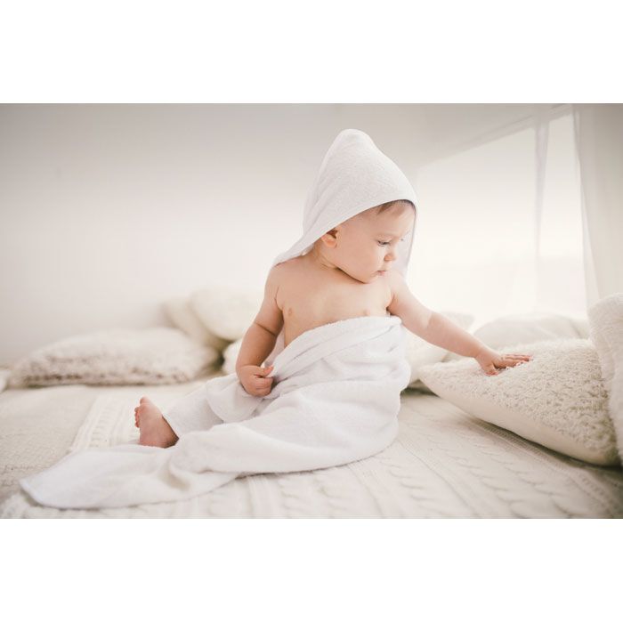 Kapuzenbadetuch Baby HUGME - weiß-90