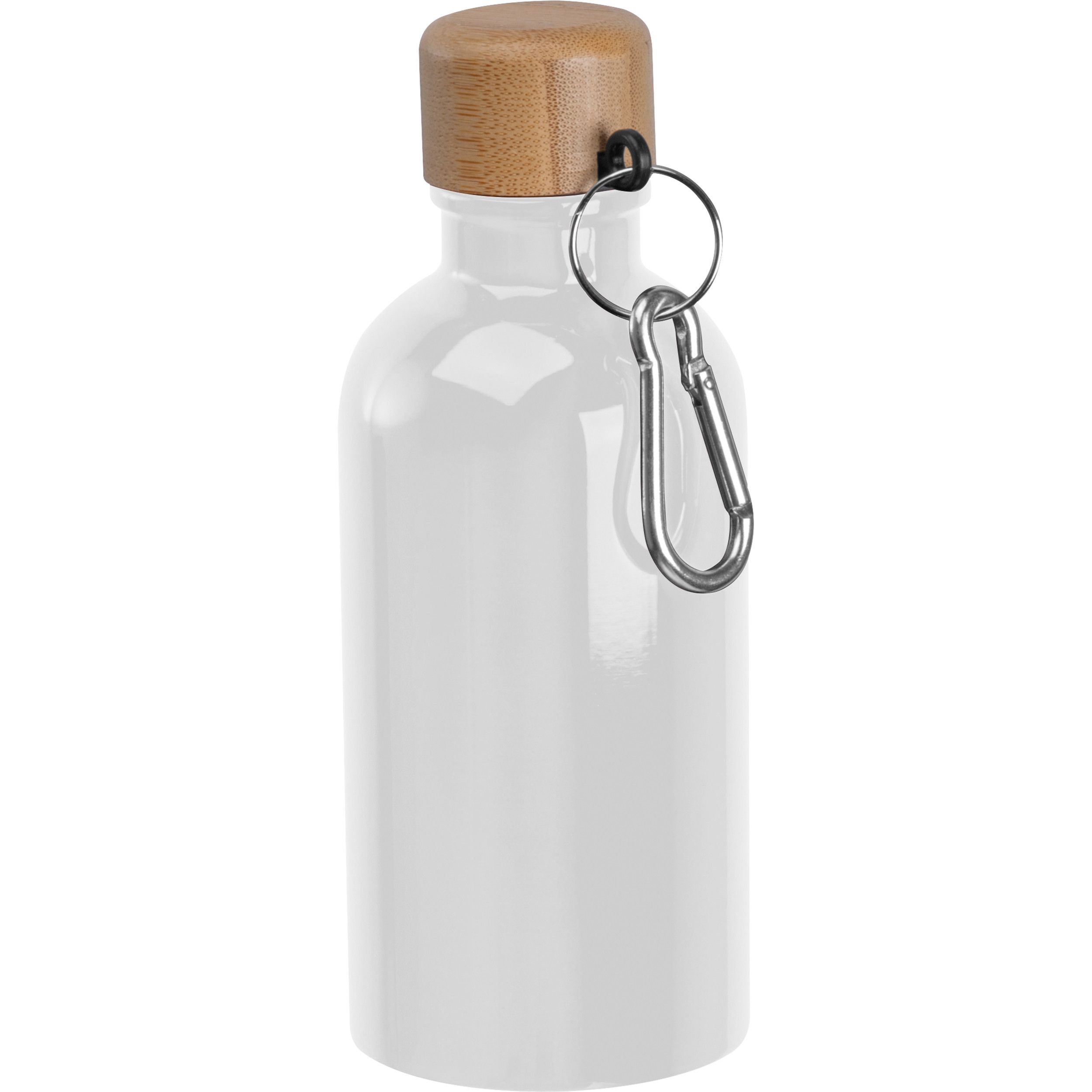 Edelstahltrinkflasche mit Karabiner, 400ml - weiß-506
