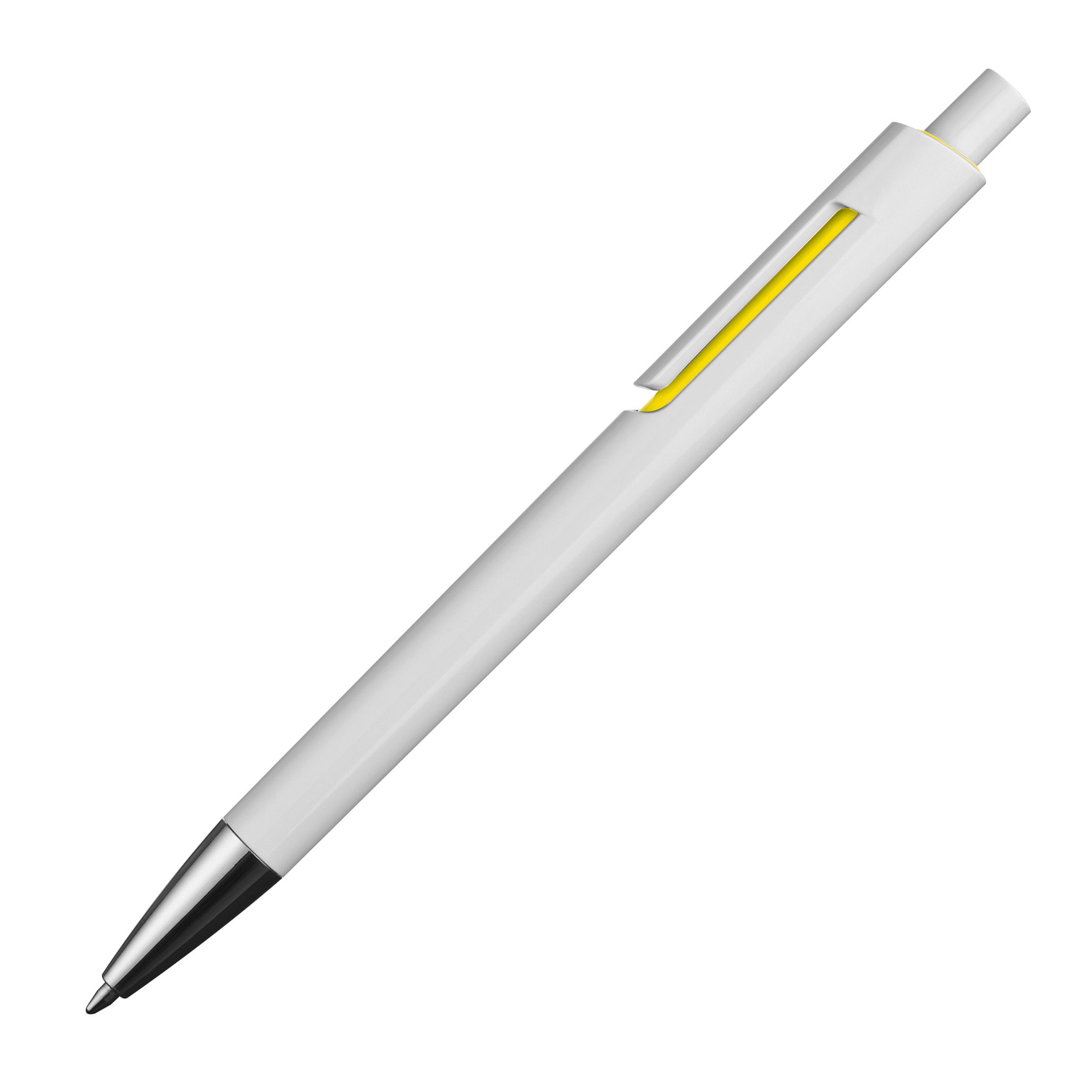Weißer Kugelschreiber mit farbigen Applikationen  - gelb-354