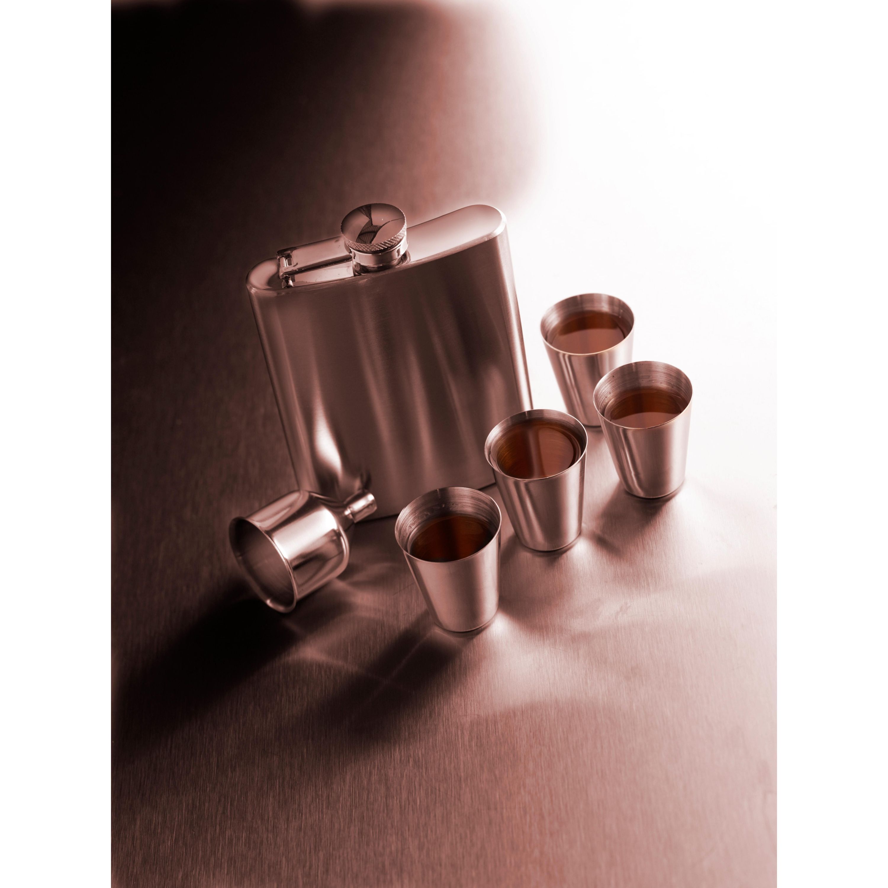 Flachmann Set aus Edelstahl Brittany - silber-550