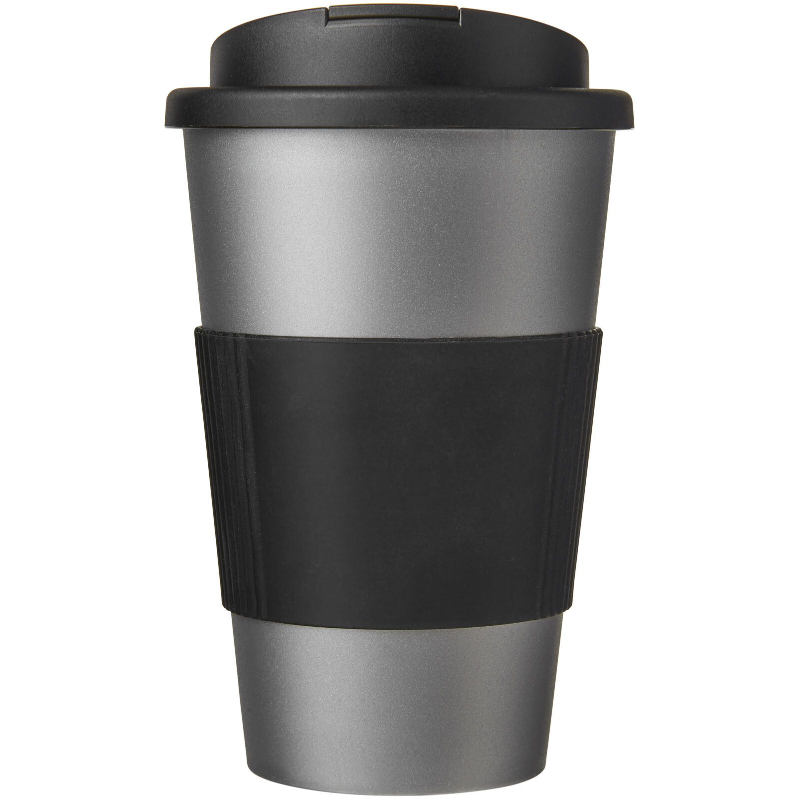 Americano 350 ml Isolierbecher mit Schutzring & auslaufsicherem Schraubverschluss - silber -  schwarz-588