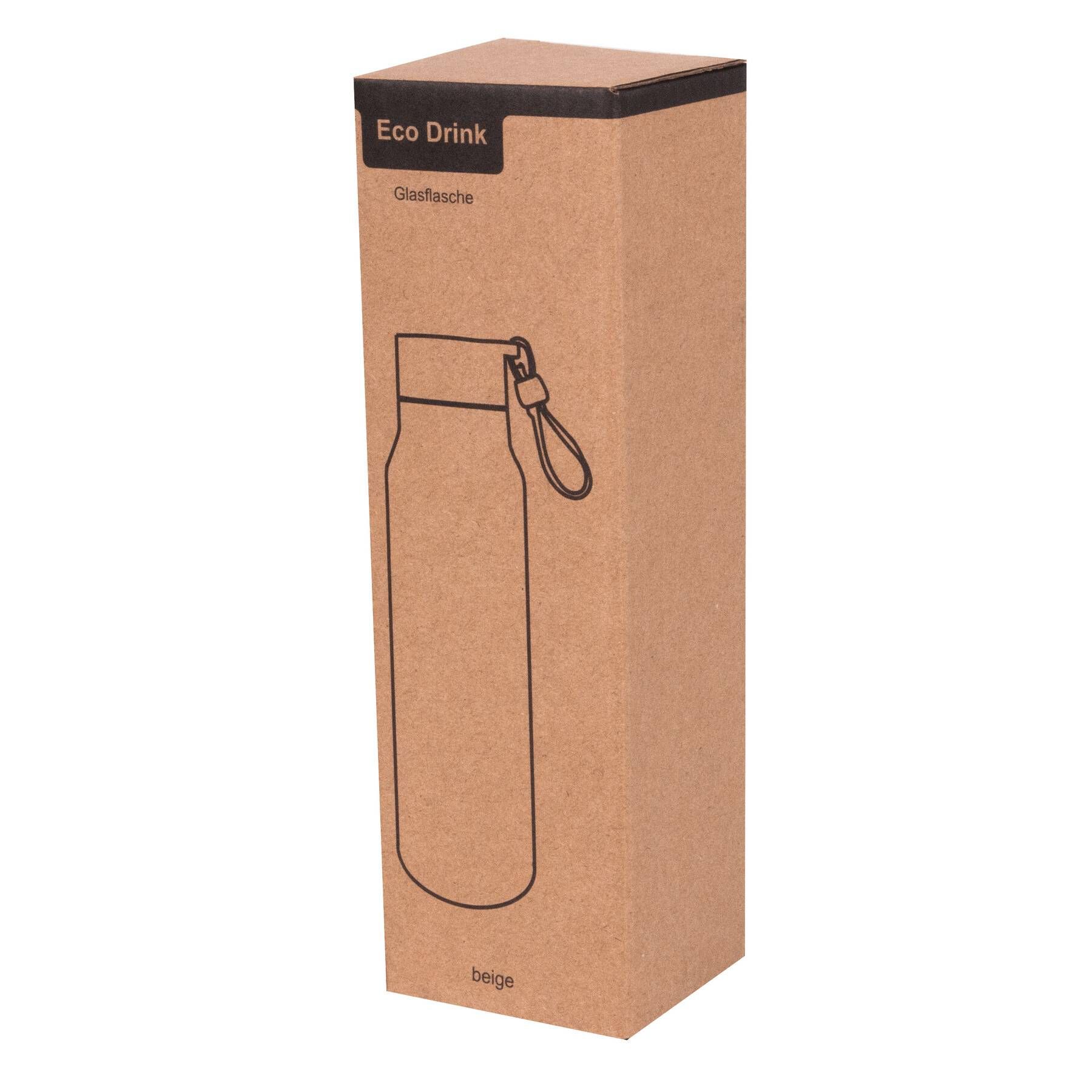 Glas-Trinkflasche ECO DRINK mit Ummantelung - beige-925